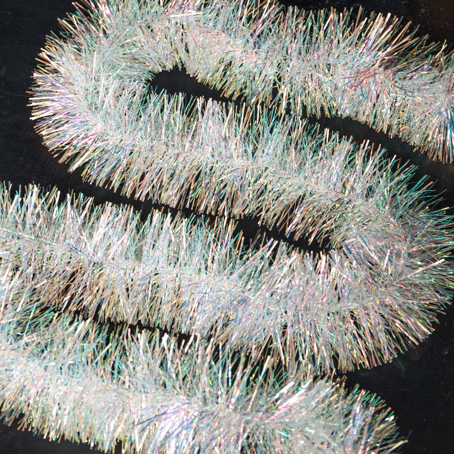 2m x 12cm White Fine Cut Iridescent Christmas Tinsel Garland