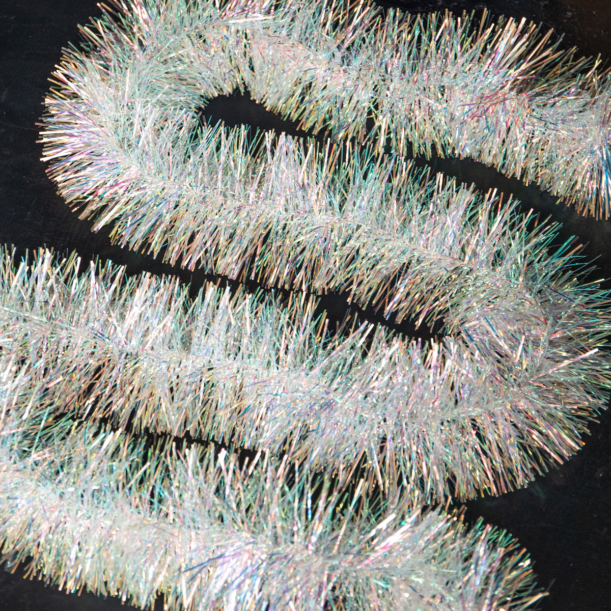 2m x 12cm White Fine Cut Iridescent Christmas Tinsel Garland