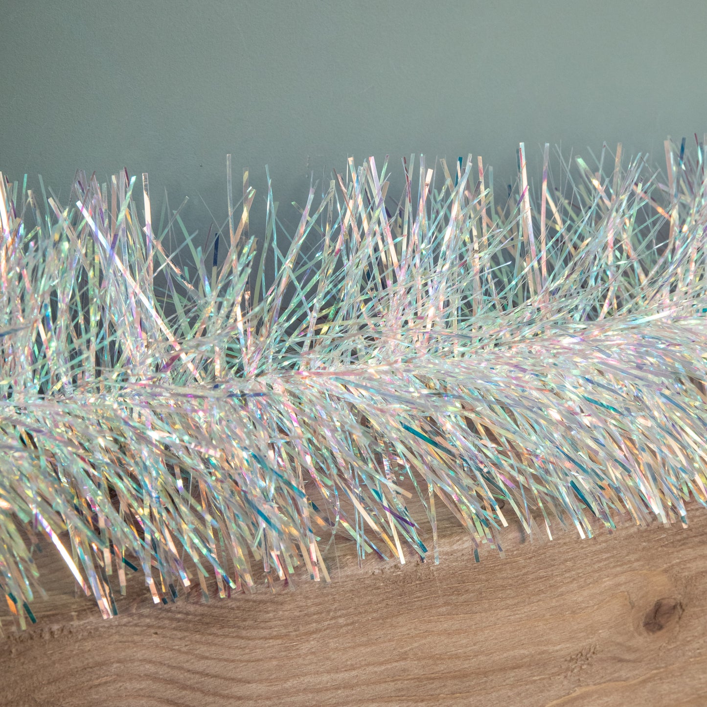 2m x 12cm White Fine Cut Iridescent Christmas Tinsel Garland