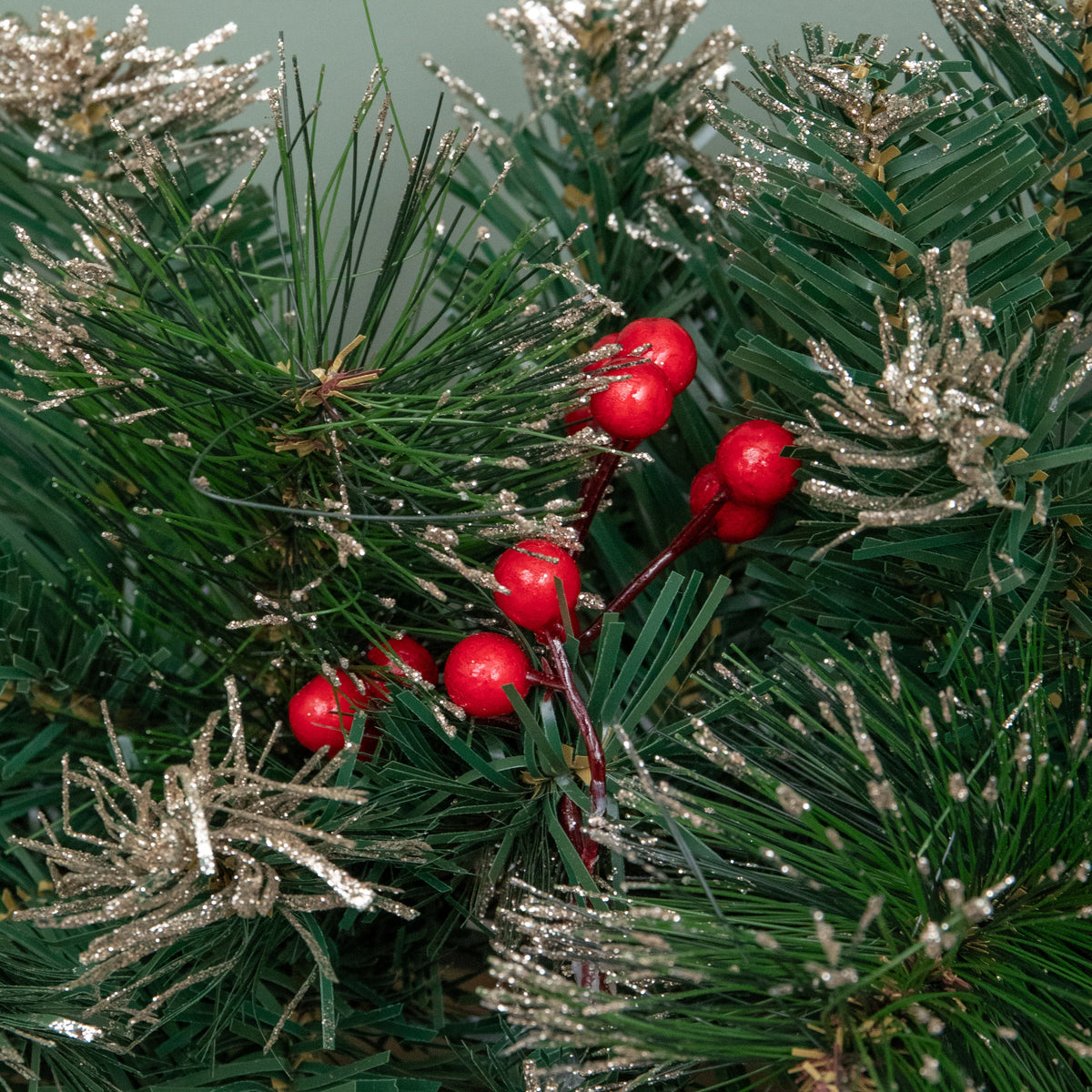 1.8m (6ft) Christmas Garland with Berries, Pine Cones & Gold Baubles