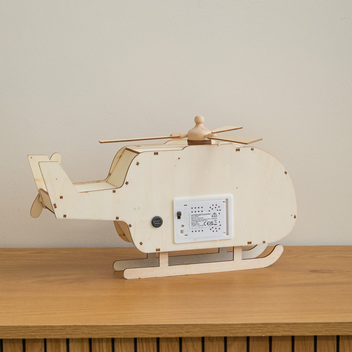 33cm Light Up Wooden Christmas Countdown Helicopter with Music & LEDs
