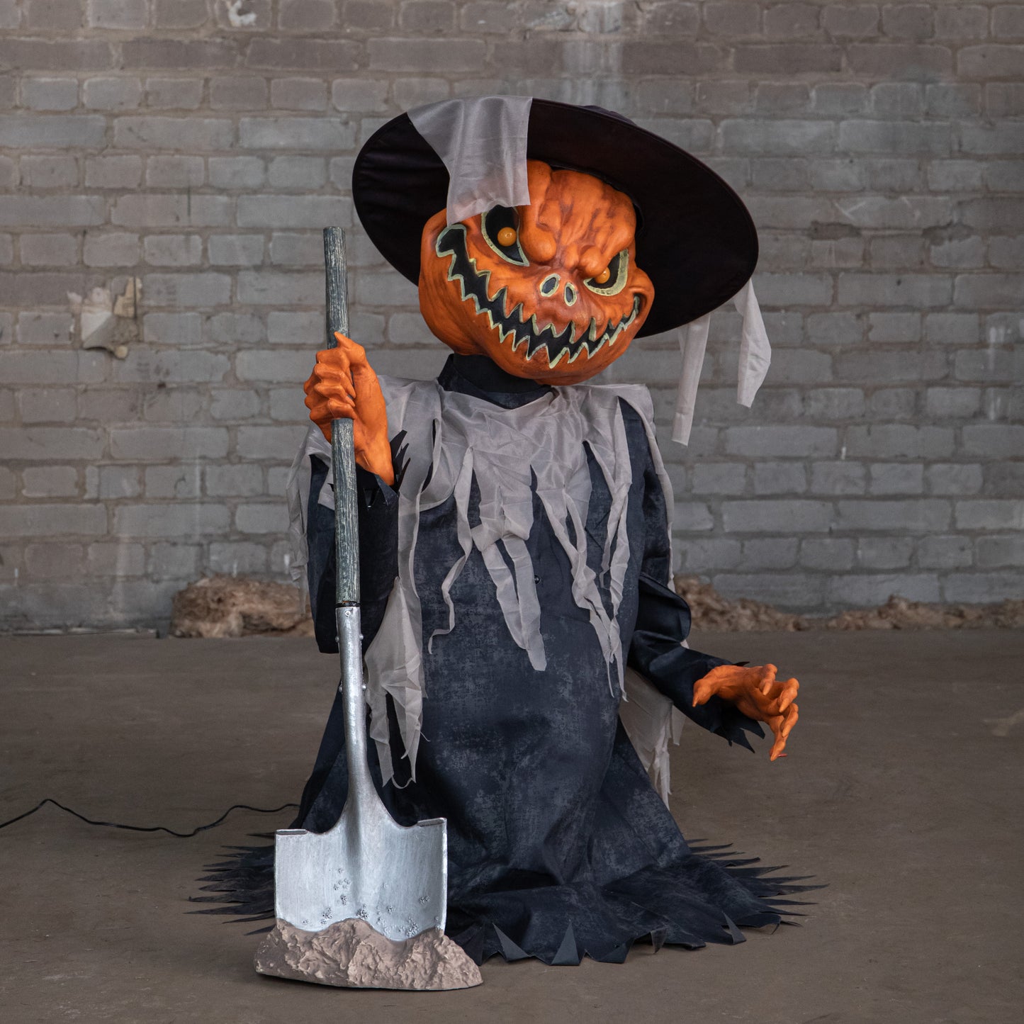 3ft Tall Pop-up Pumpkin Scarecrow Halloween Animatronic Decoration with LEDs