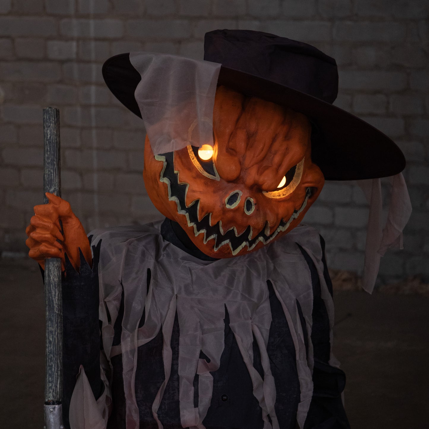 3ft Tall Pop-up Pumpkin Scarecrow Halloween Animatronic Decoration with LEDs
