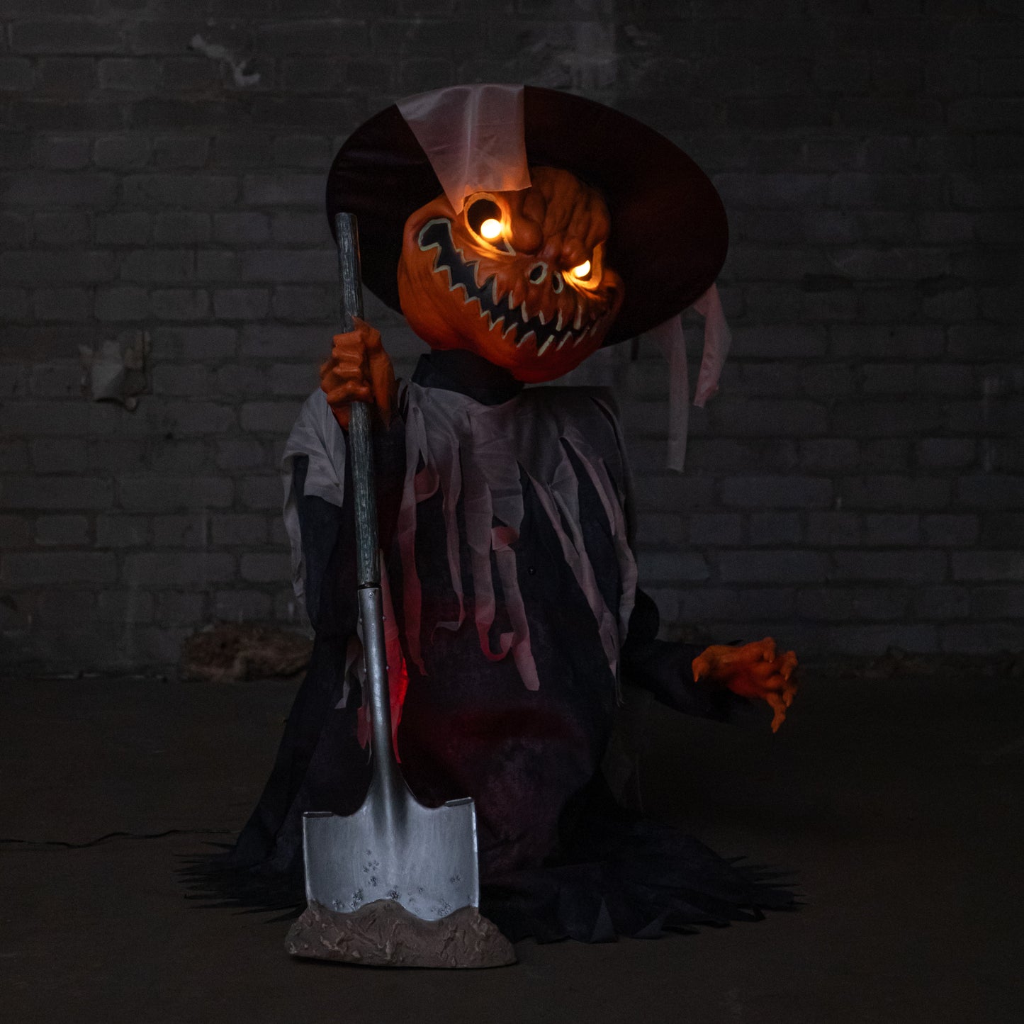 3ft Tall Pop-up Pumpkin Scarecrow Halloween Animatronic Decoration with LEDs