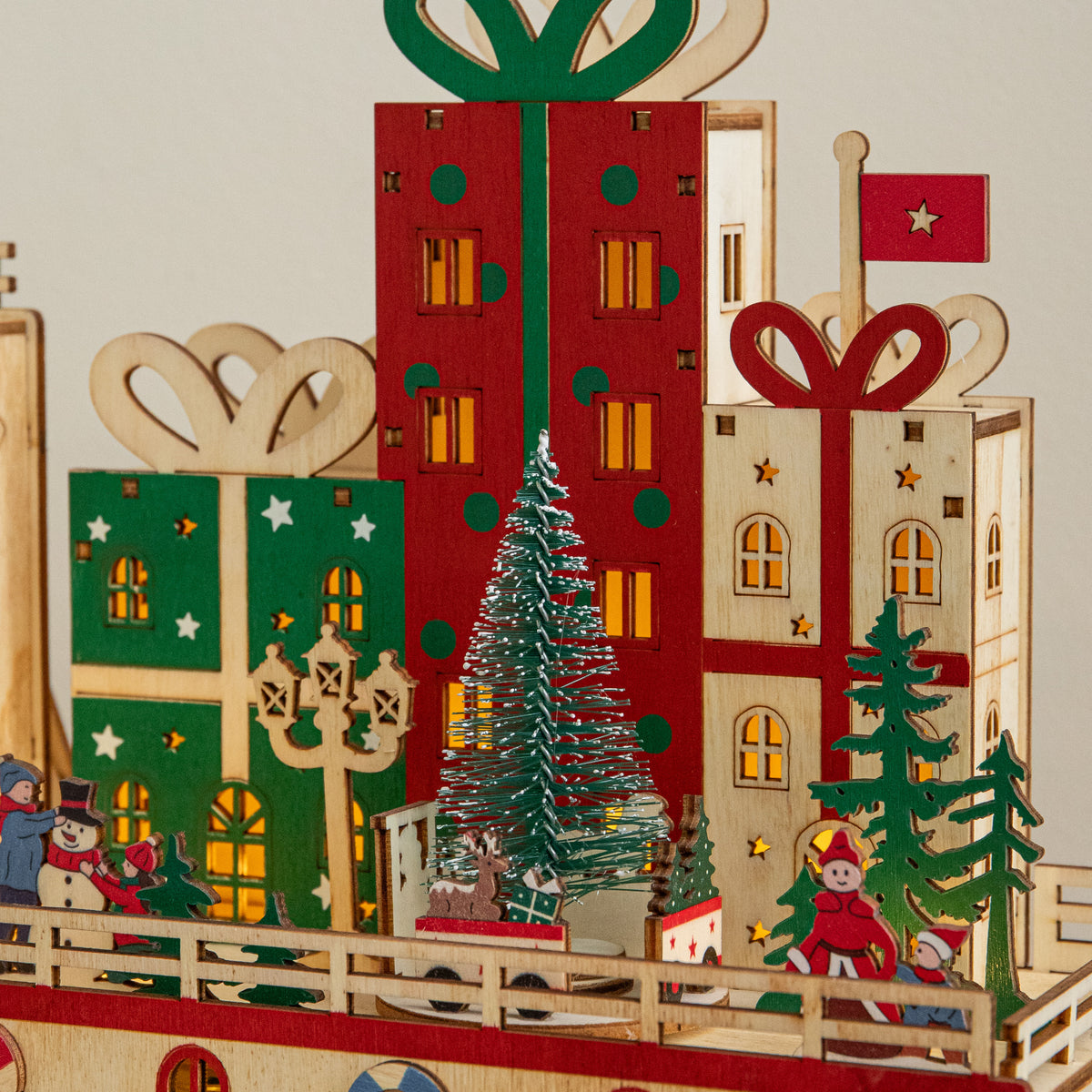 30cm Light Up S.S. Noel Wooden Christmas Boat Decoration with LEDs