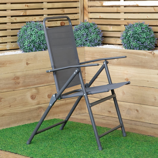 Set of 4 Outdoor Multi-Position Textoline Garden Chairs in Grey