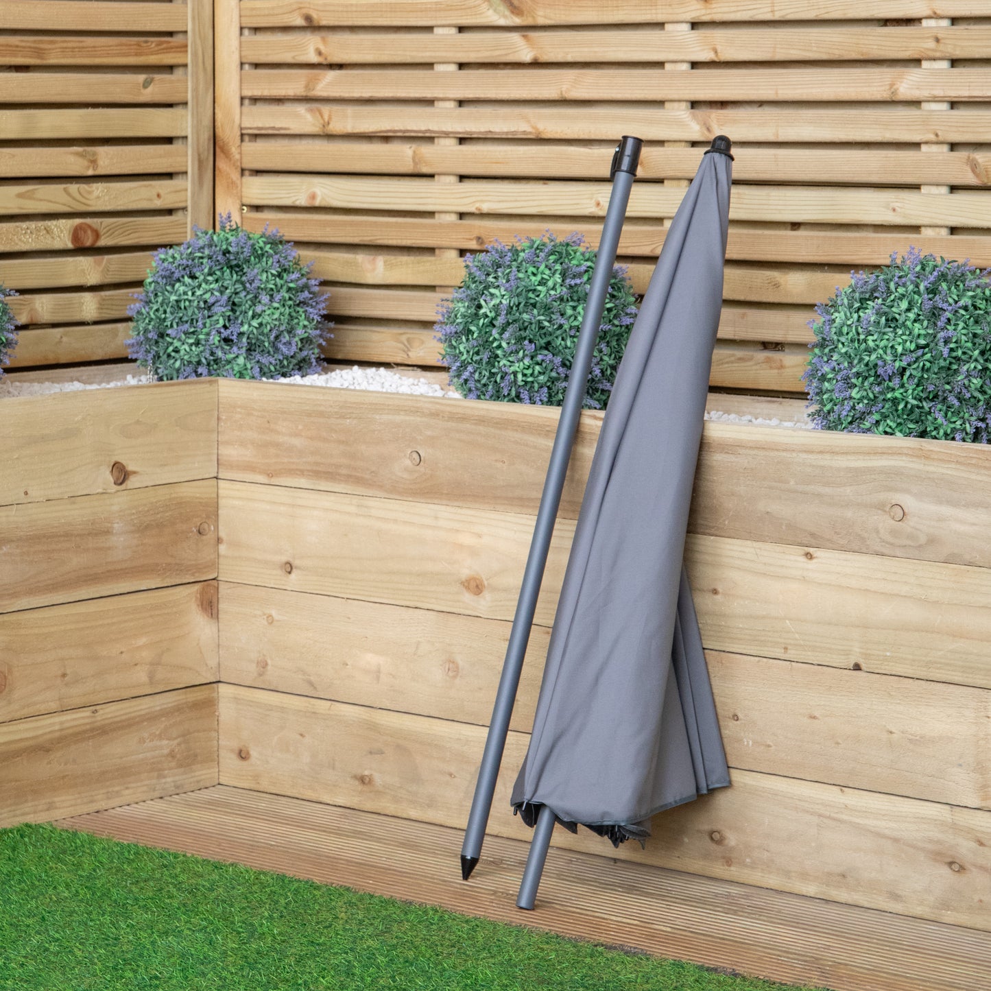 1.7m Outdoor Garden Patio Parasol Sun Shade in Grey