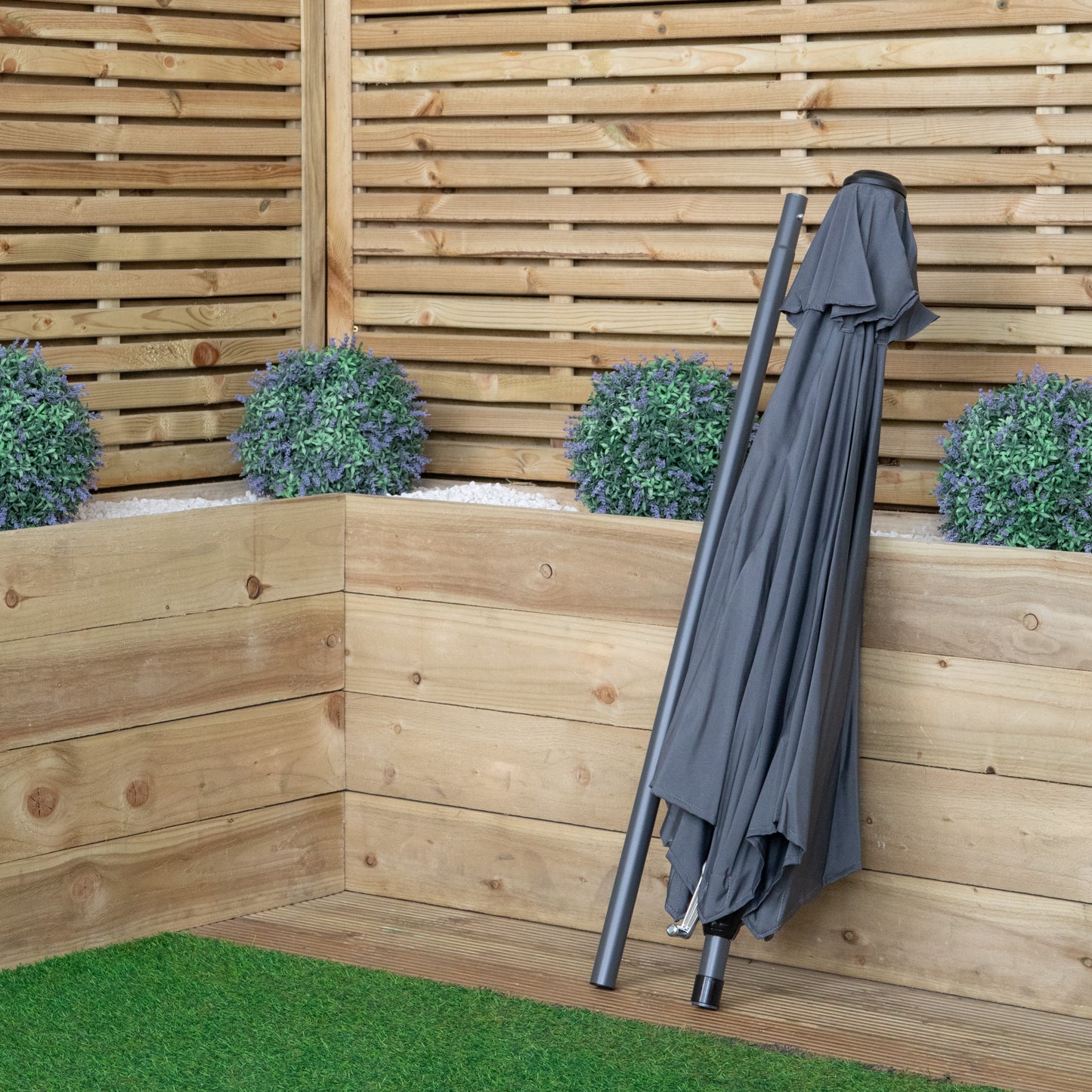 2.7m Outdoor Garden Parasol Sun Shade with Crank Handle in Grey