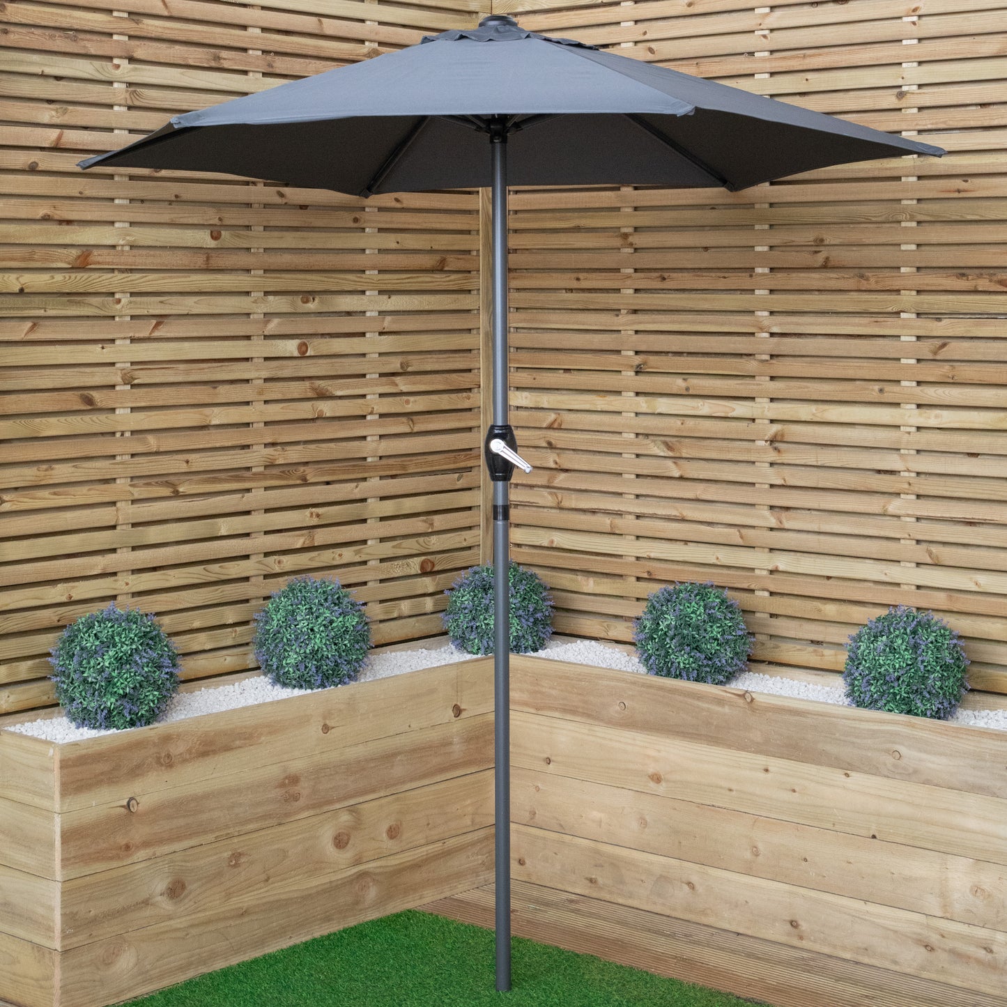 2.7m Outdoor Garden Parasol Sun Shade with Crank Handle in Grey