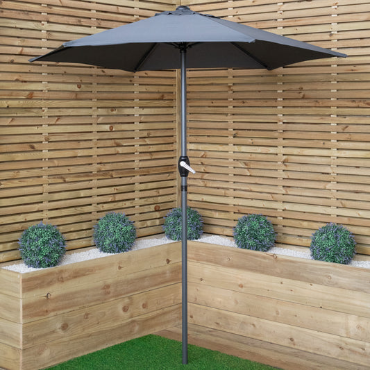 2.7m Outdoor Garden Parasol Sun Shade with Crank Handle in Grey