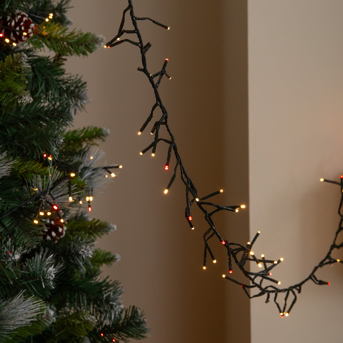 12.4m 960 LED ClusterBrights Christmas String Lights in Red & Warm White