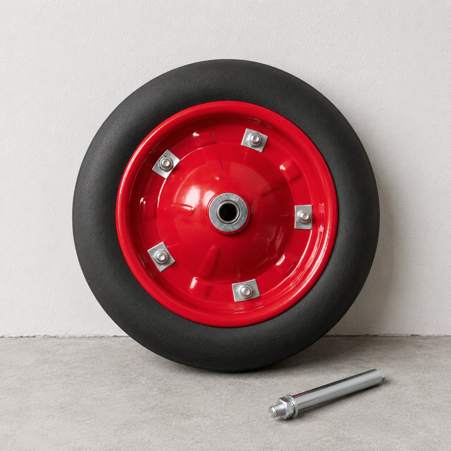 Replacement 13" x 3" Puncture Proof Wheelbarrow Solid Wheel With Axle