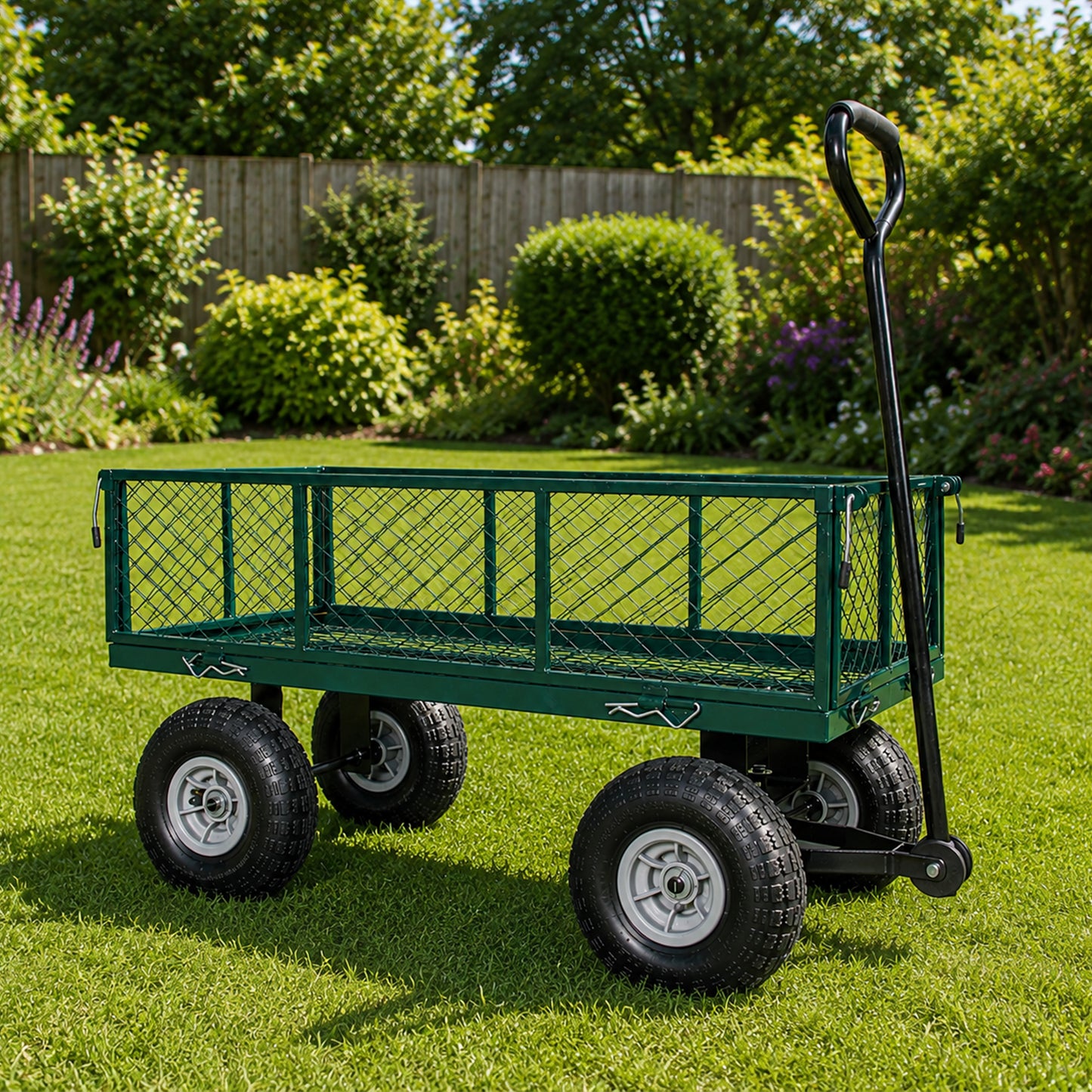 Heavy Duty Green Metal Garden Festival Cart Truck Trolley Wheelbarrow