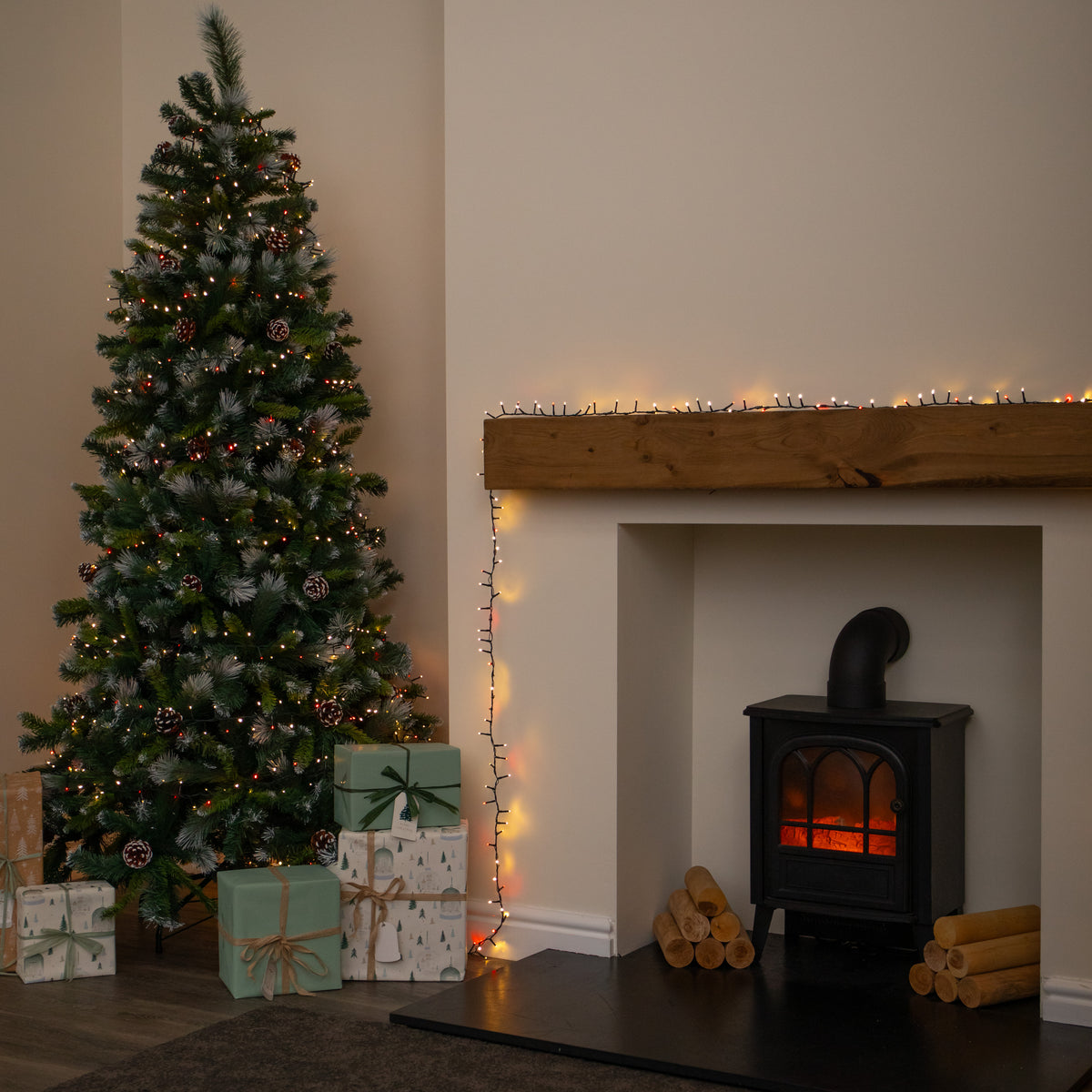 25m 1000 LED TreeBrights Christmas String Lights in Red & Warm White
