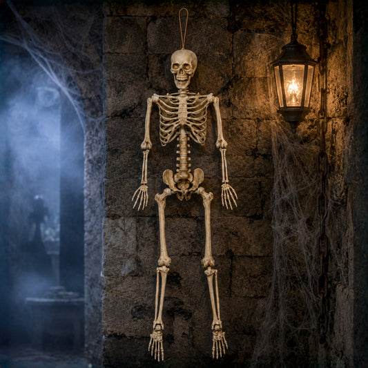 5ft (1.52m) Posable Full Body Halloween Skeleton Decoration with Movable Joints