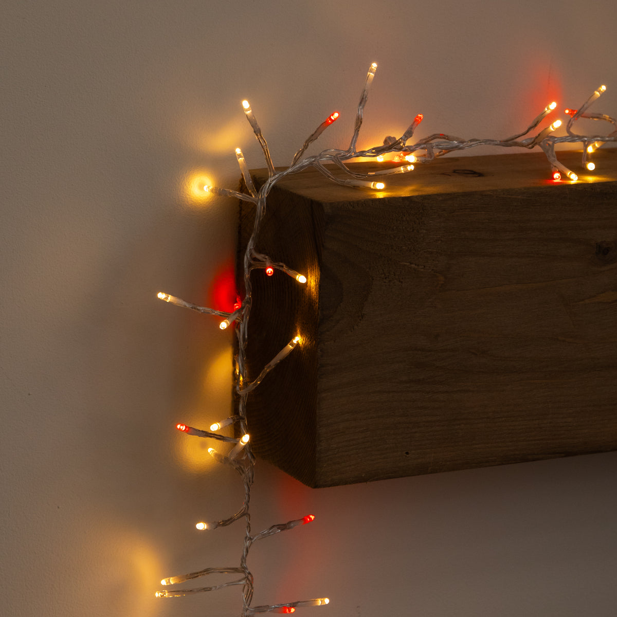 9.3m 720 LED ClusterBrights Christmas String Lights in Red & Warm White on Clear Cable
