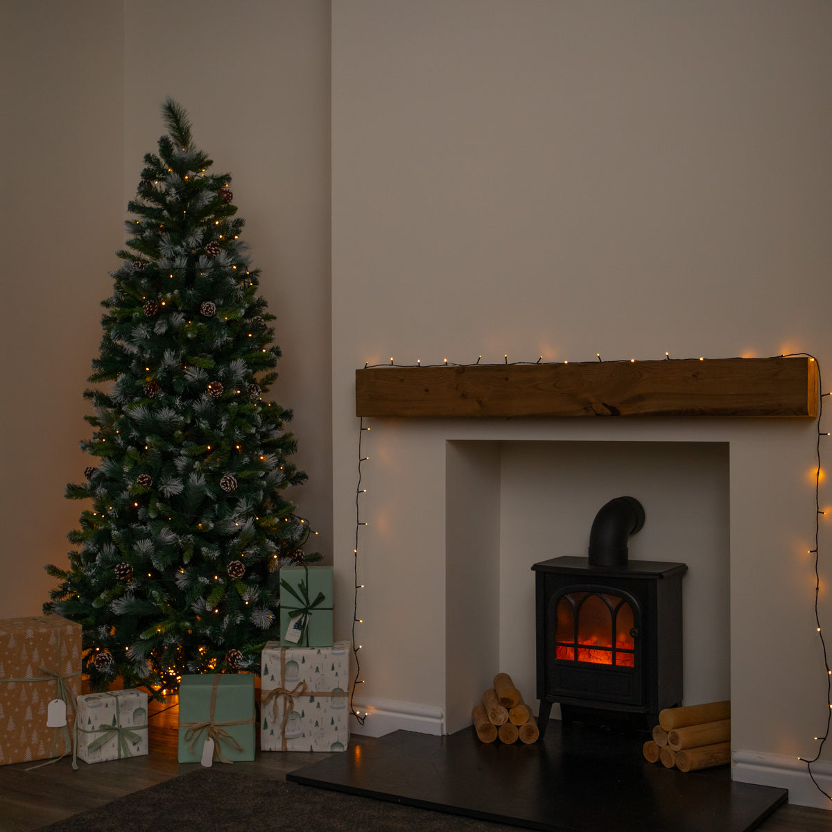 100m 1000 LED Multi-Action Christmas String Lights in Antique White