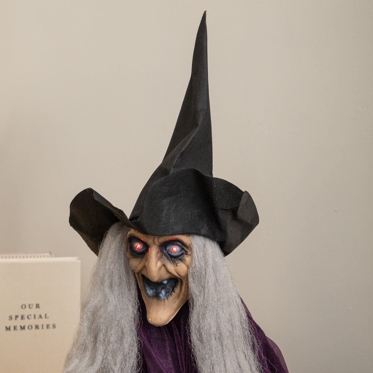 90cm Animated Hanging Halloween Witch with Red Light Up Eyes & Sound