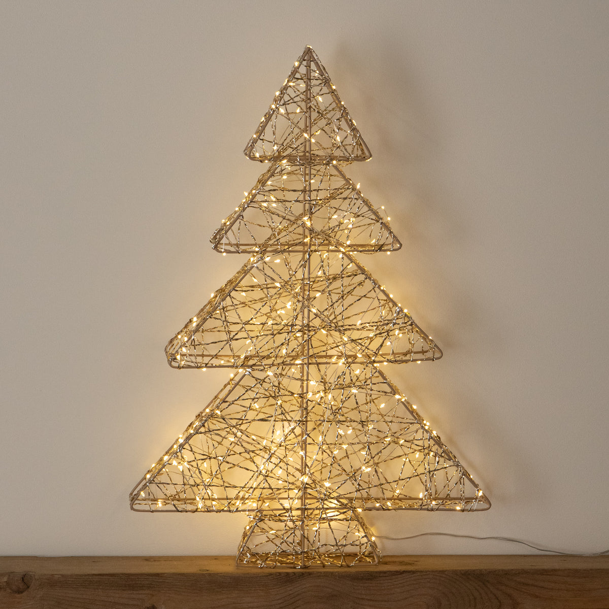 60cm Gold Light Up Christmas Tree with 300 Warm White LEDs & Timer