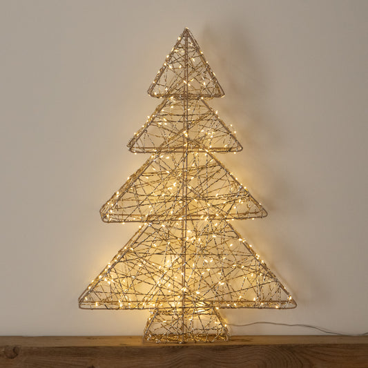 60cm Gold Light Up Christmas Tree with 300 Warm White LEDs & Timer