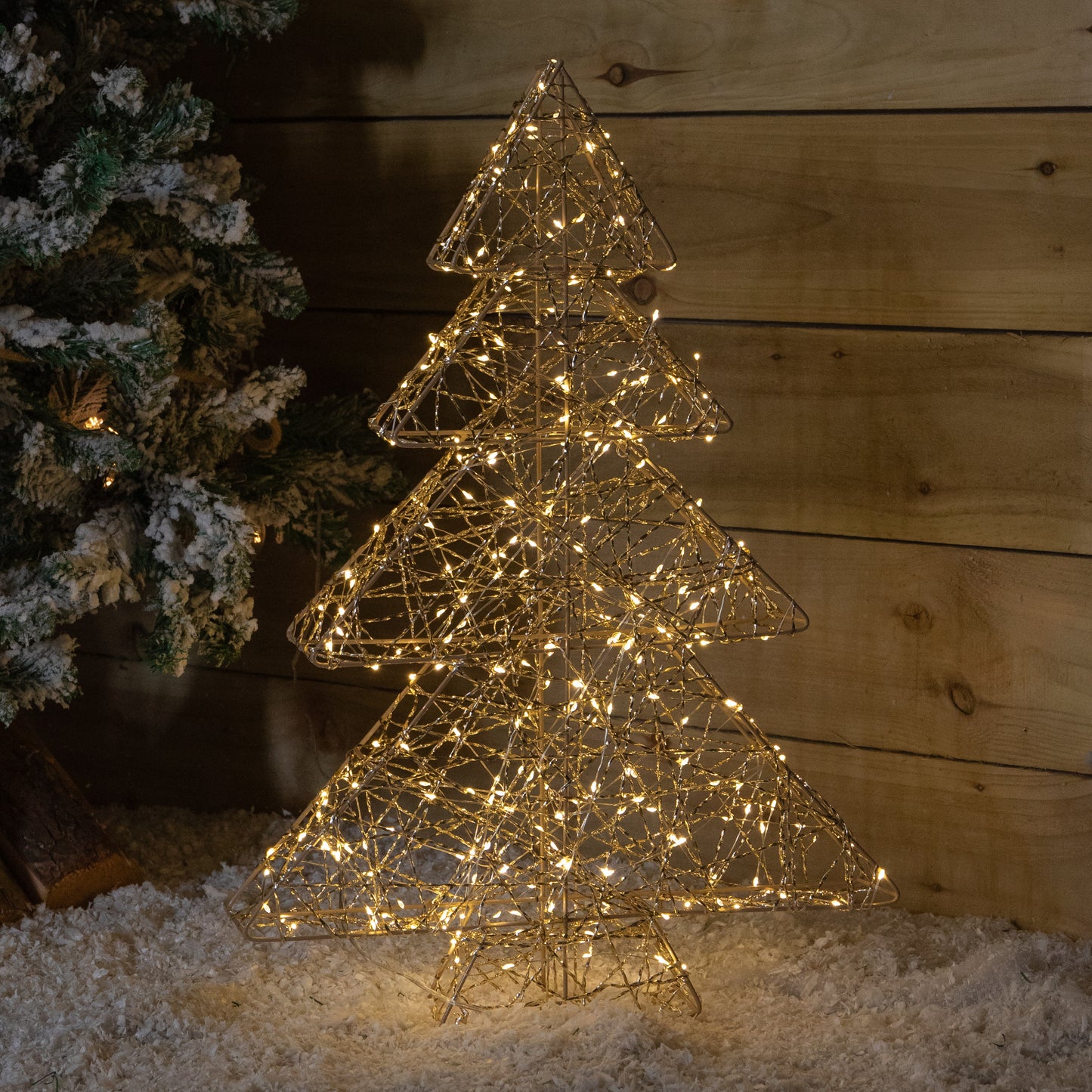 60cm Gold Light Up Christmas Tree with 300 Warm White LEDs & Timer