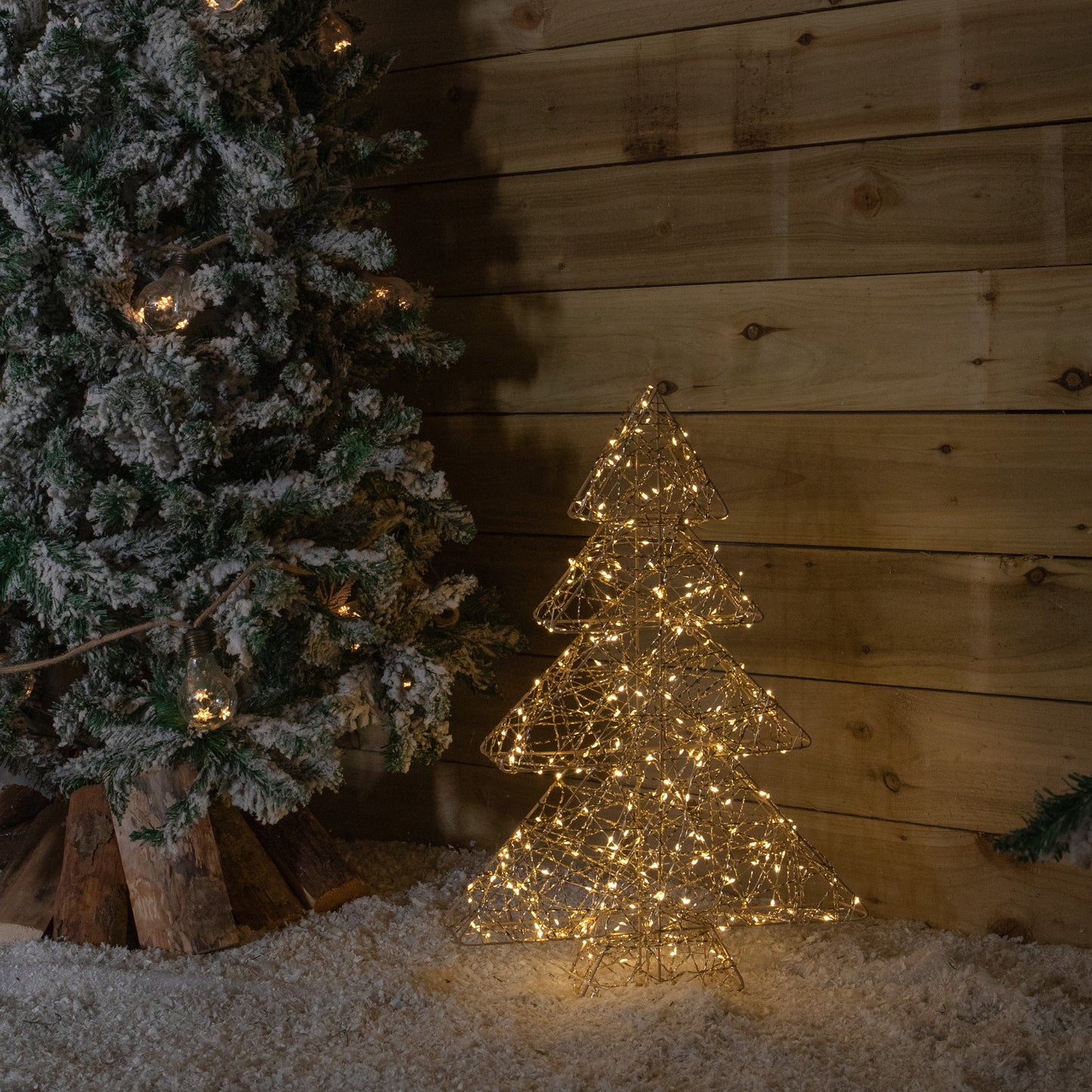 60cm Gold Light Up Christmas Tree with 300 Warm White LEDs & Timer