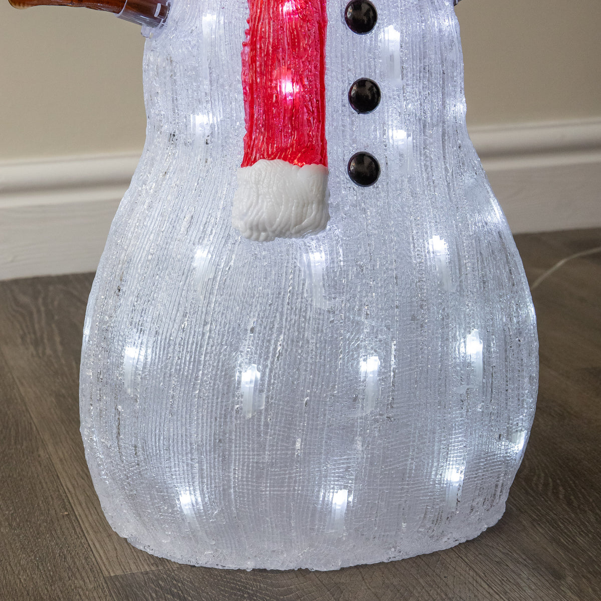 62cm Light Up Acrylic Christmas Snowman with Robin LED Decoration