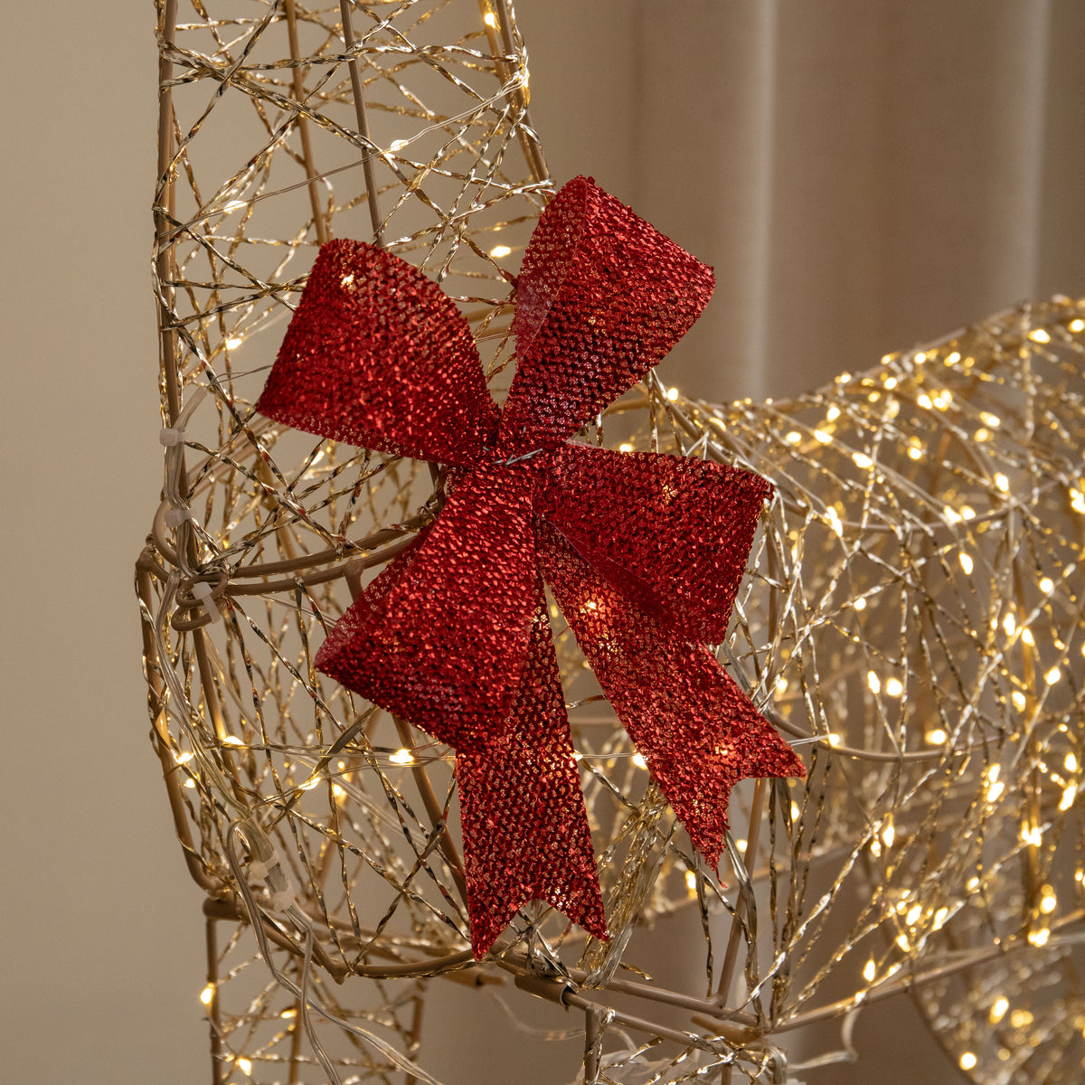 1.1m Gold Elegance Twist Light Up Christmas Doe with 300 Warm White LEDs