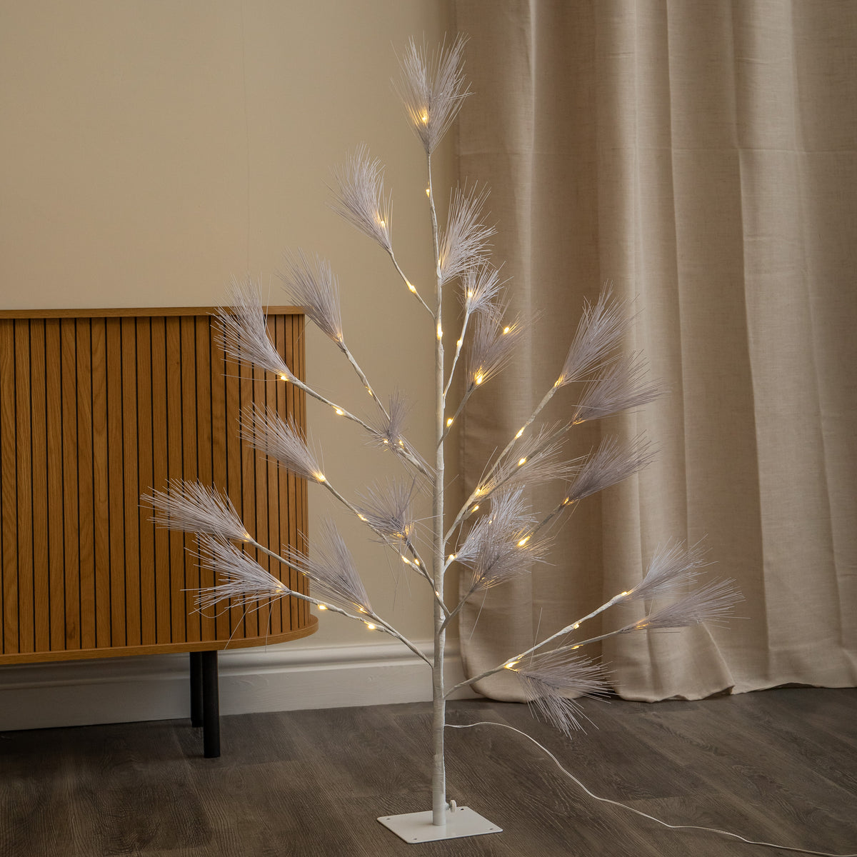 4ft (1.2m) Light Up Feather Pine Christmas Tree with Warm White LEDs