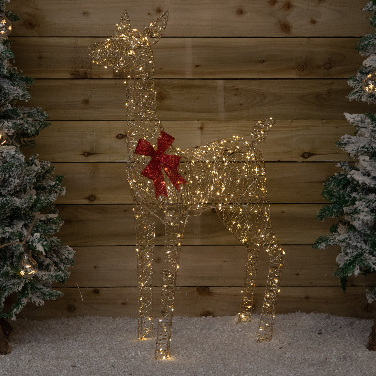 1.1m Gold Elegance Twist Light Up Christmas Doe with 300 Warm White LEDs