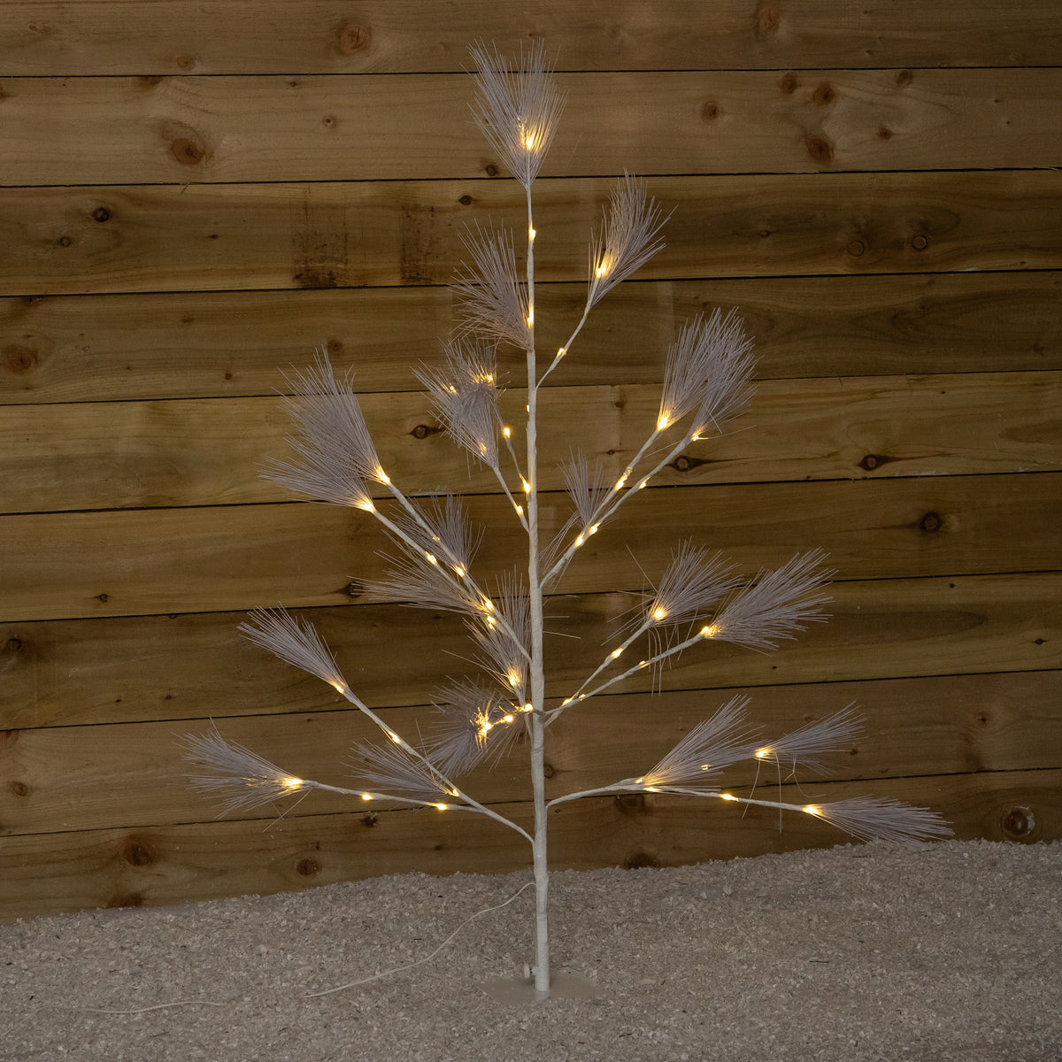 4ft (1.2m) Light Up Feather Pine Christmas Tree with Warm White LEDs