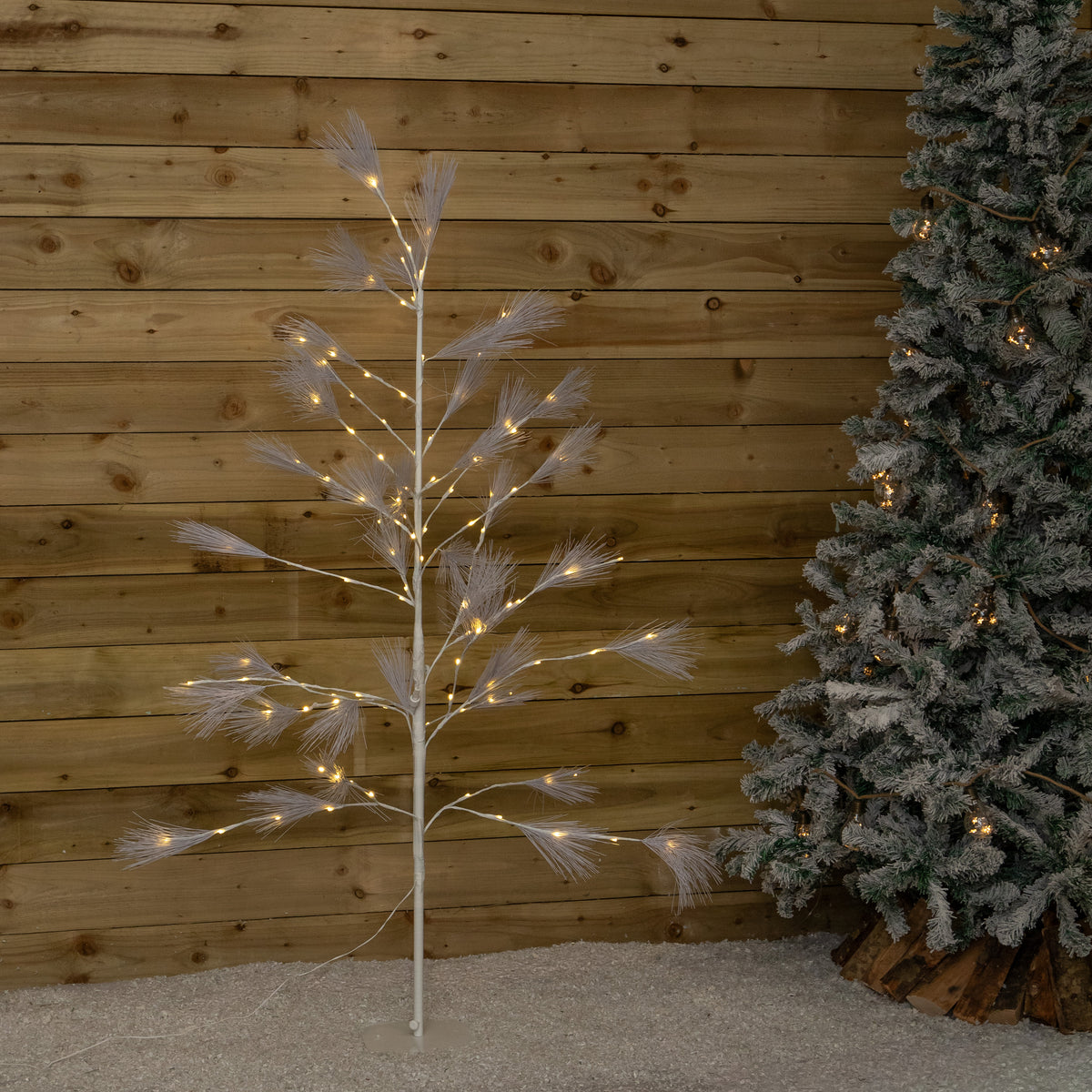 6ft (1.8m) Light Up Feather Pine Christmas Tree with Warm White LEDs