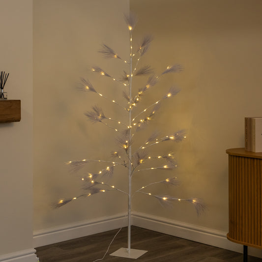 6ft (1.8m) Light Up Feather Pine Christmas Tree with Warm White LEDs