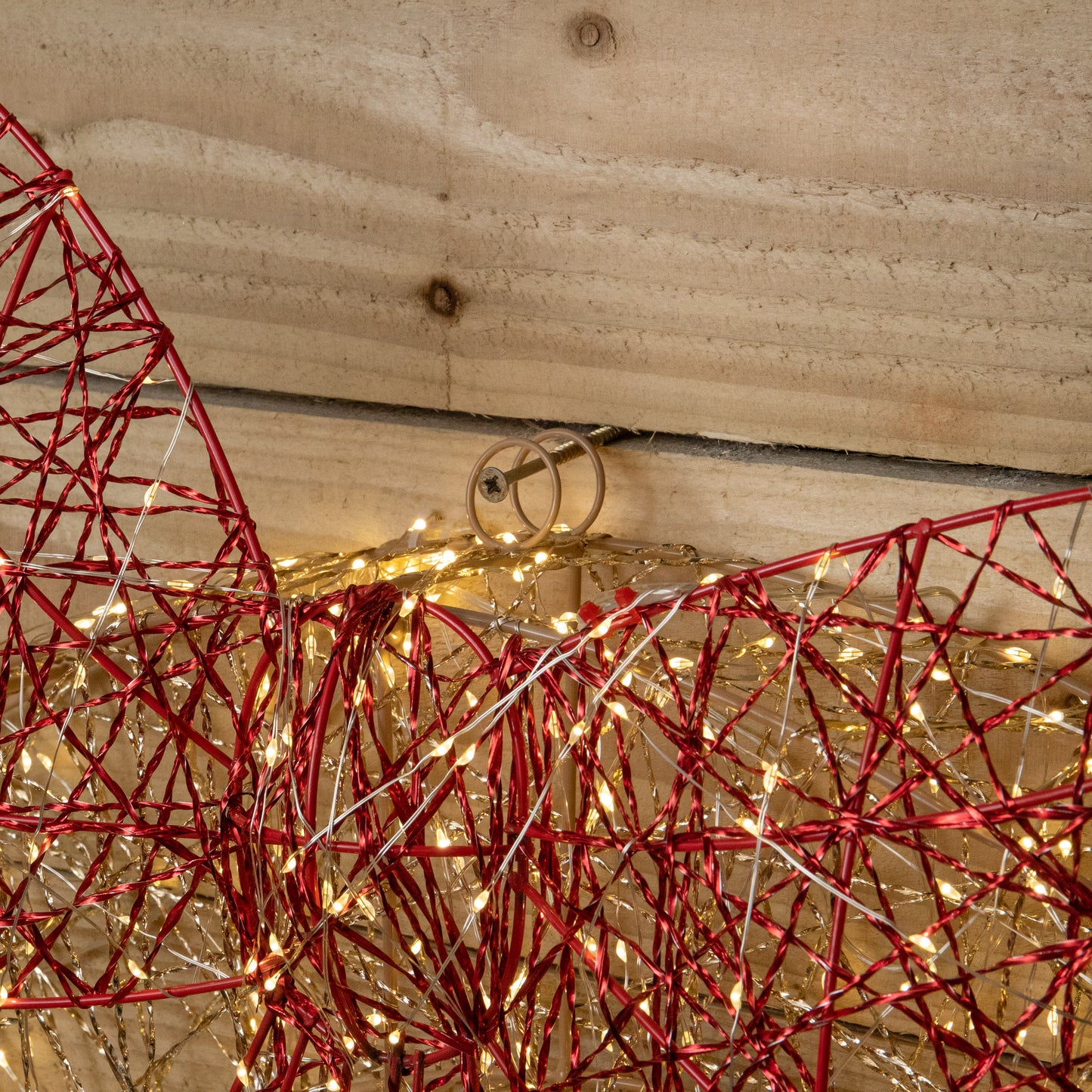 90cm Light up Gold Twist Christmas Wreath with Red Bow and 1440 Warm White LEDs