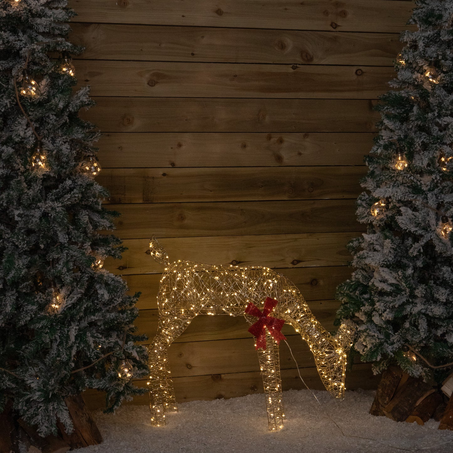 72cm Gold Twist Grazing Doe Light Up Christmas Decoration with 300 Warm White LEDs