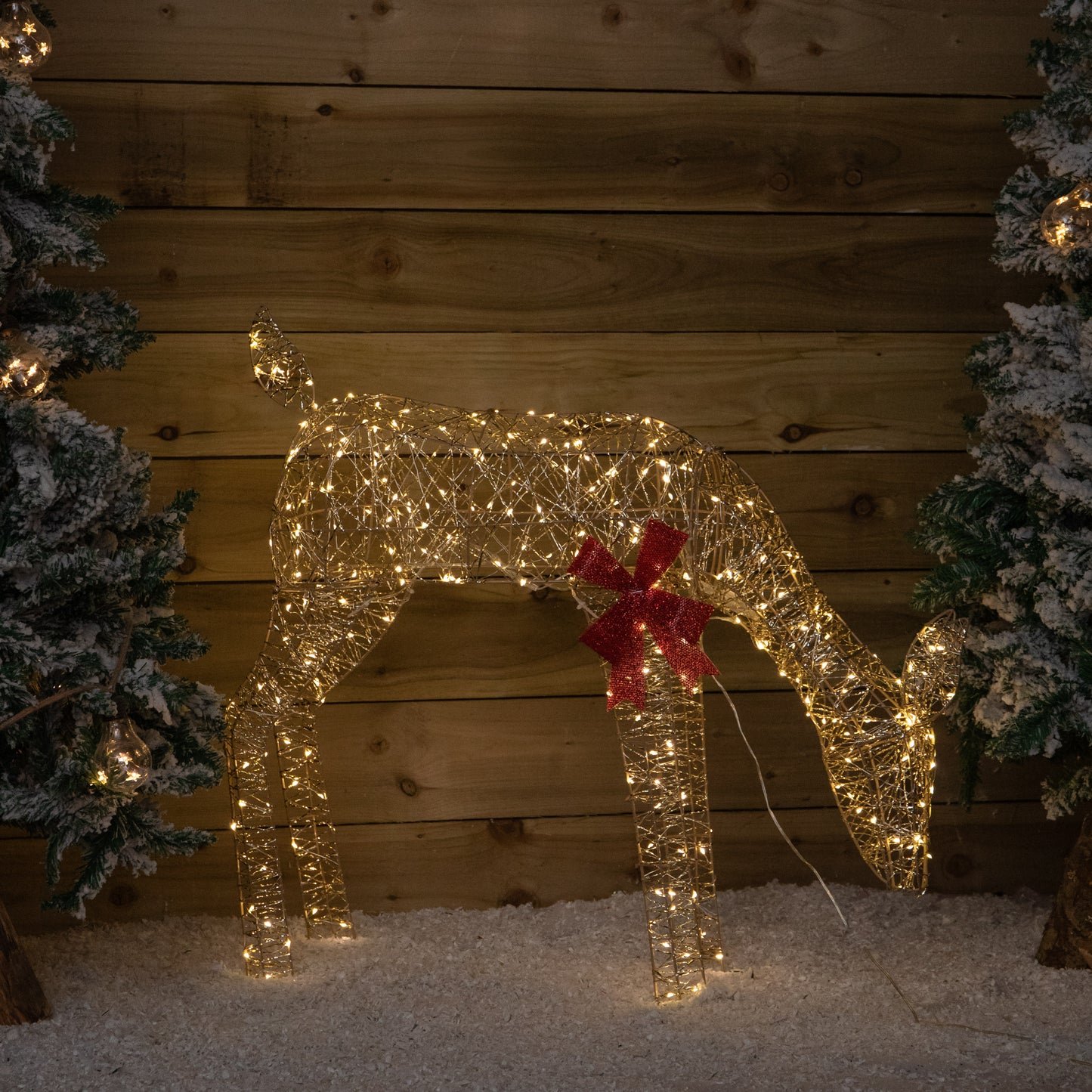 72cm Gold Twist Grazing Doe Light Up Christmas Decoration with 300 Warm White LEDs
