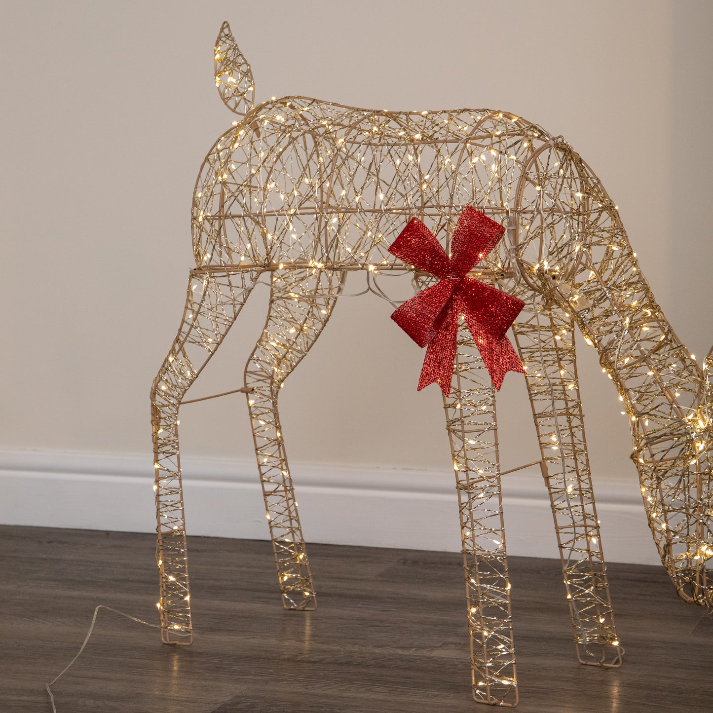 72cm Gold Twist Grazing Doe Light Up Christmas Decoration with 300 Warm White LEDs