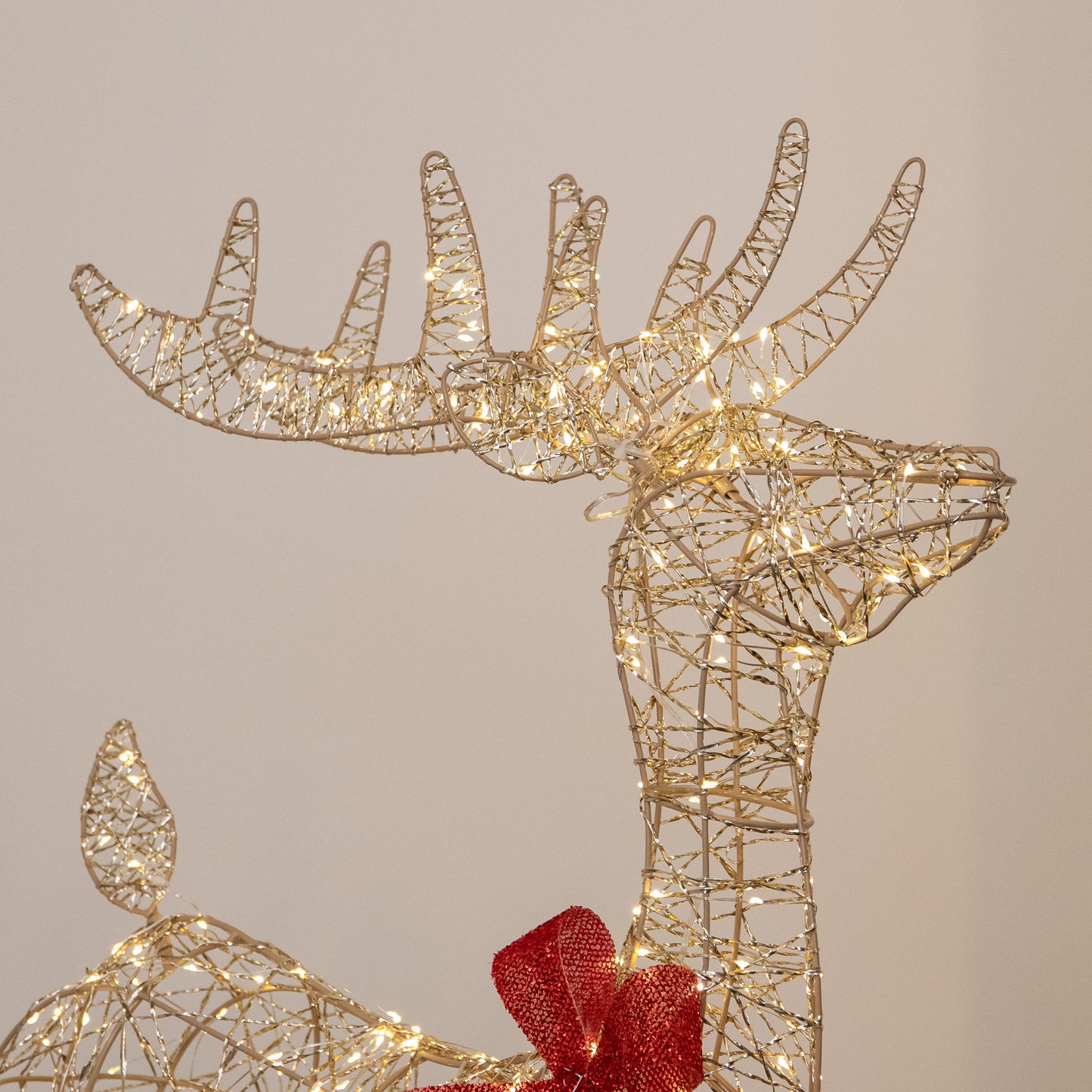 1m Light up Gold Twist Christmas Standing Reindeer with 300 Warm White LEDs