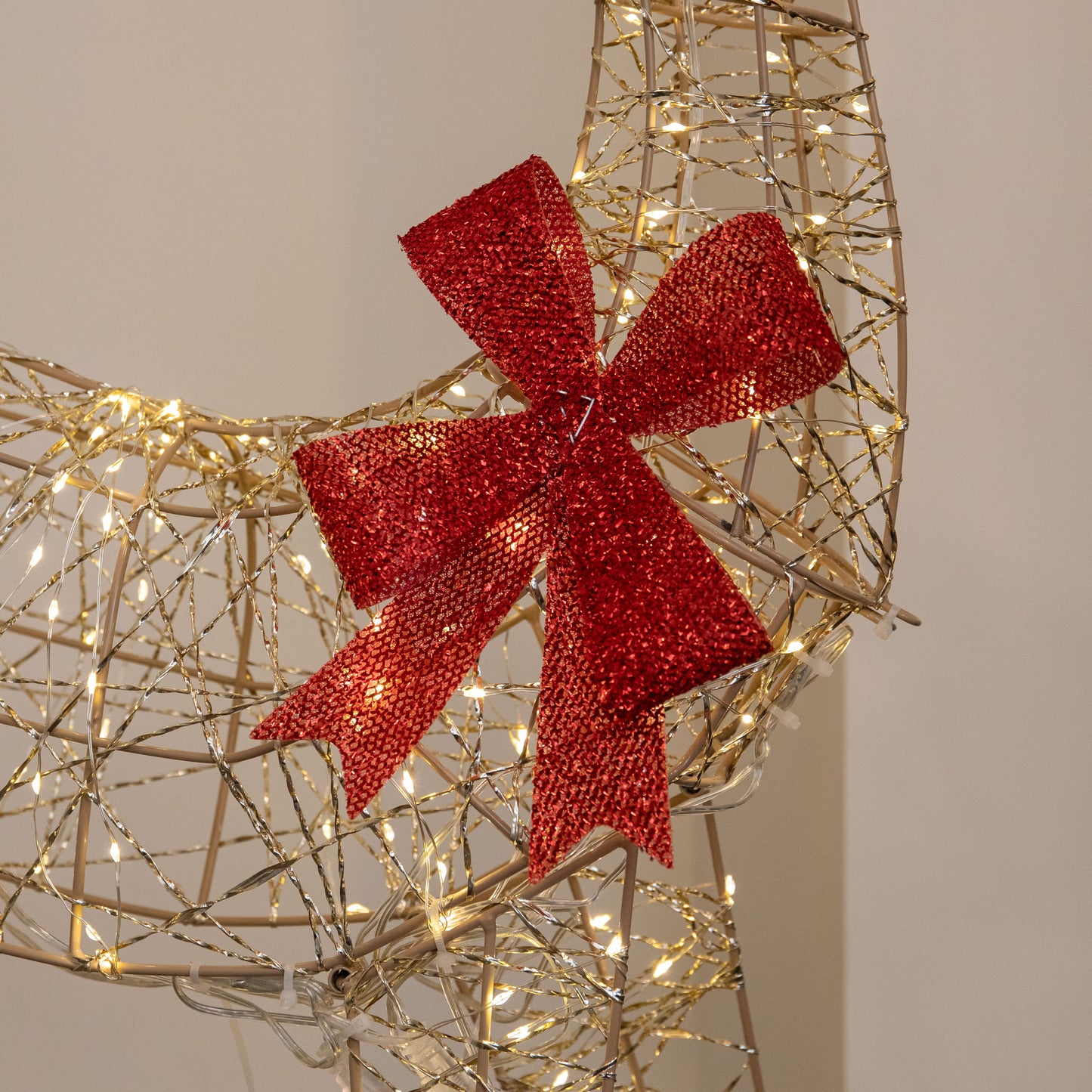 1m Light up Gold Twist Christmas Standing Reindeer with 300 Warm White LEDs