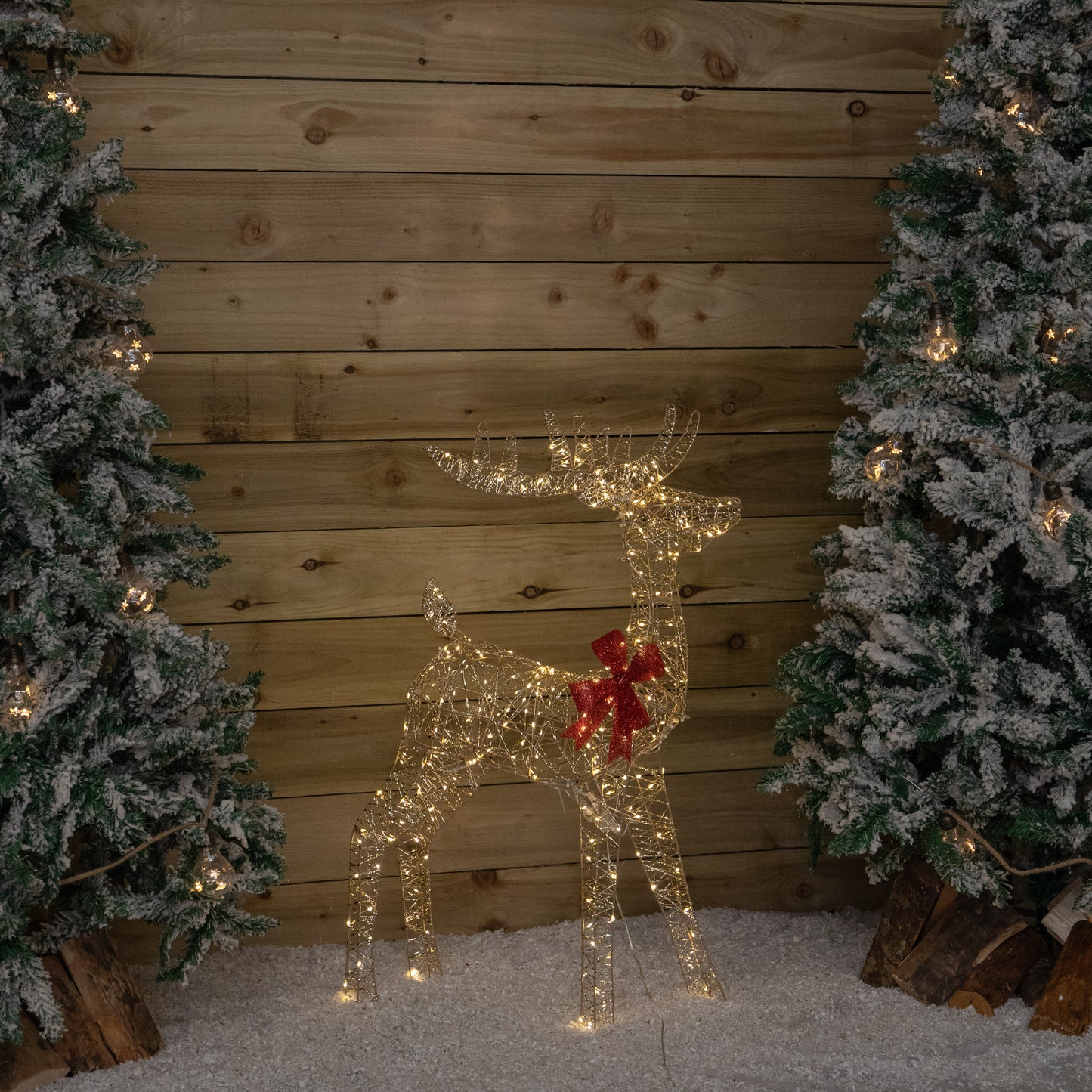 1m Light up Gold Twist Christmas Standing Reindeer with 300 Warm White LEDs