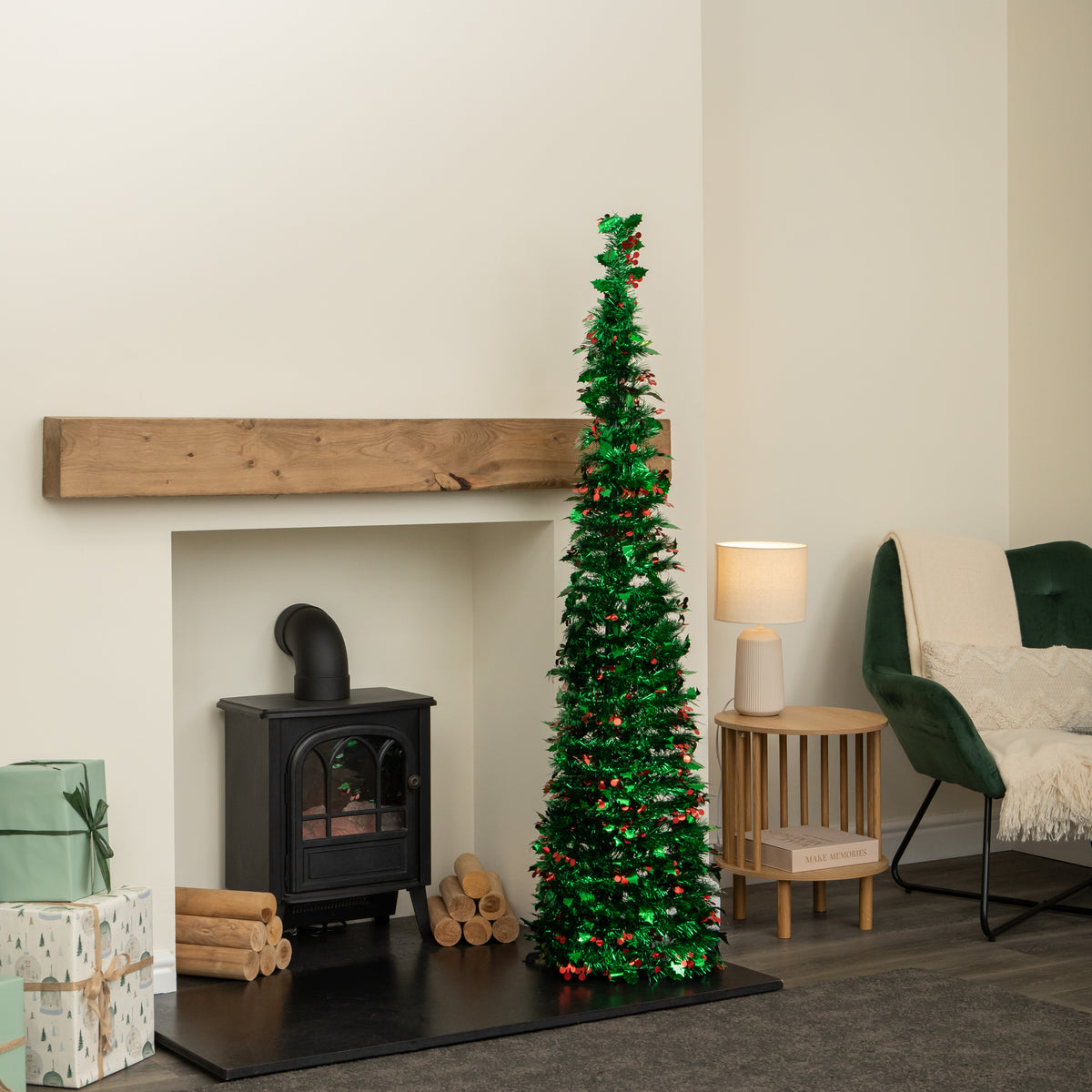 1.5m (5ft) Pop up Tinsel Christmas Tree with Stand