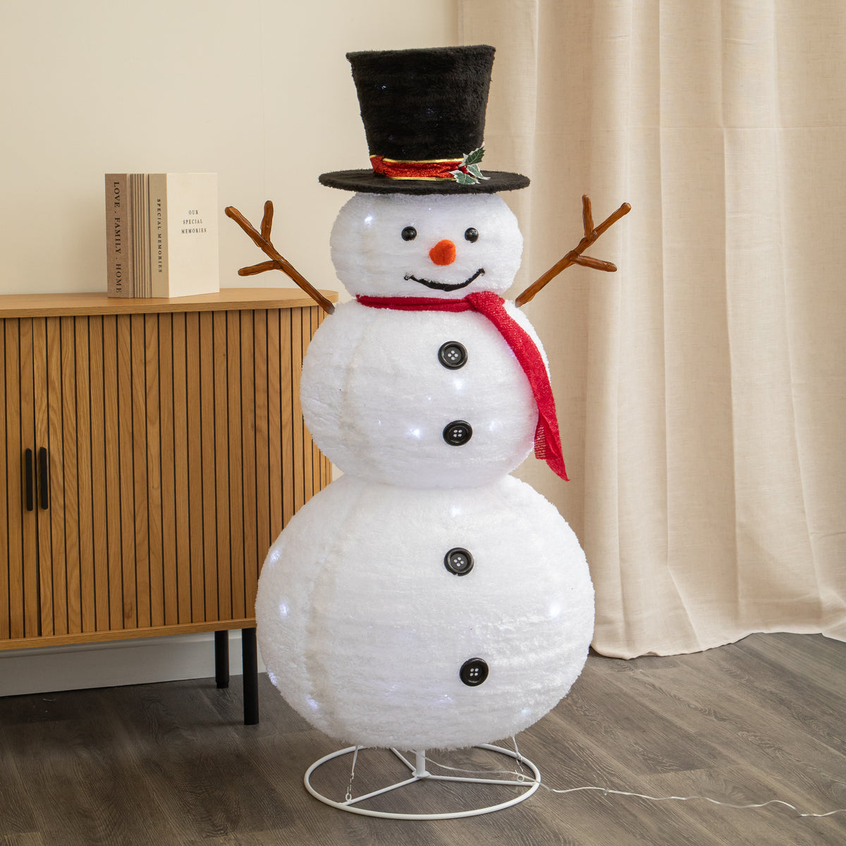 1.2m (4ft) Light up Foldable Christmas Snowman with 100 White LEDs
