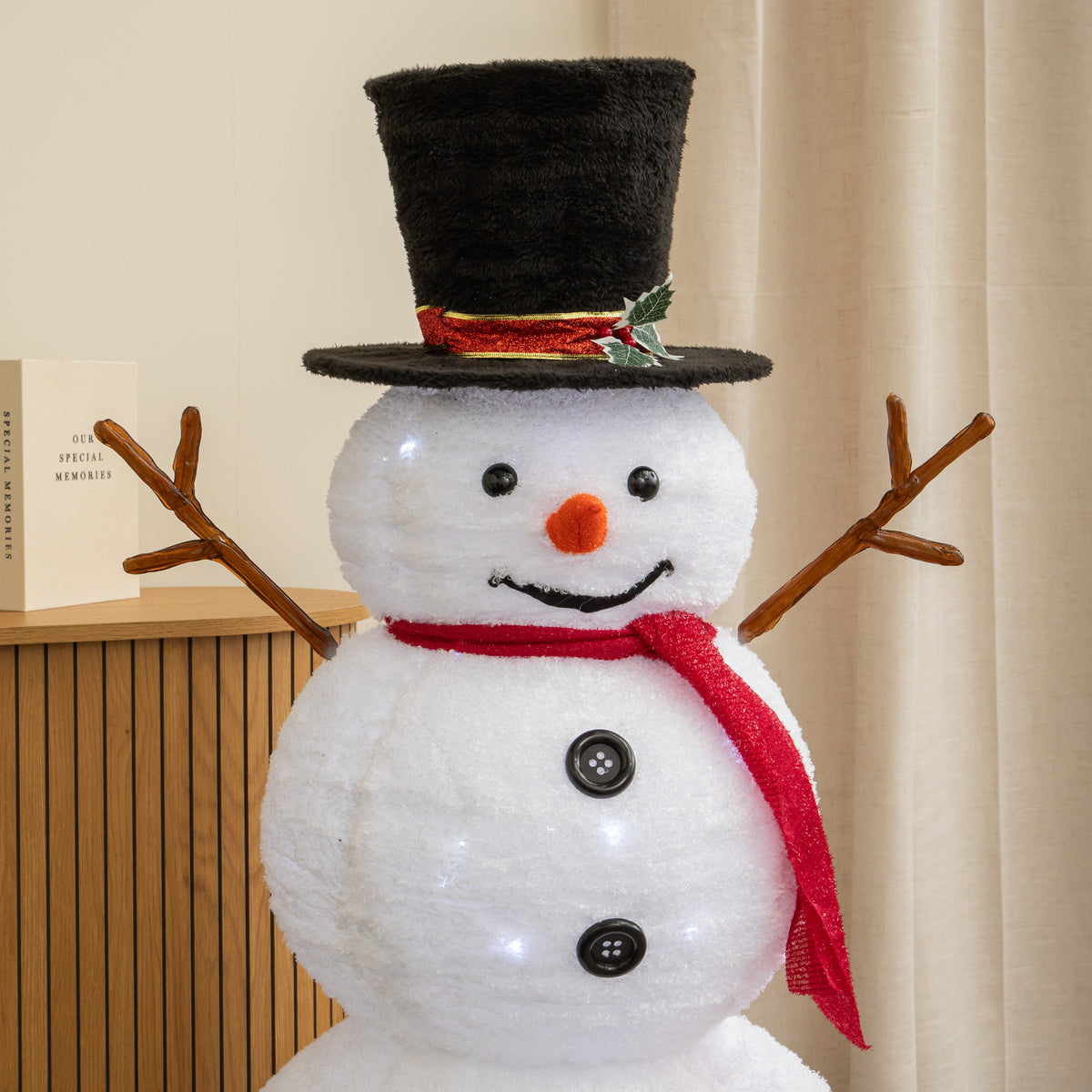1.2m (4ft) Light up Foldable Christmas Snowman with 100 White LEDs