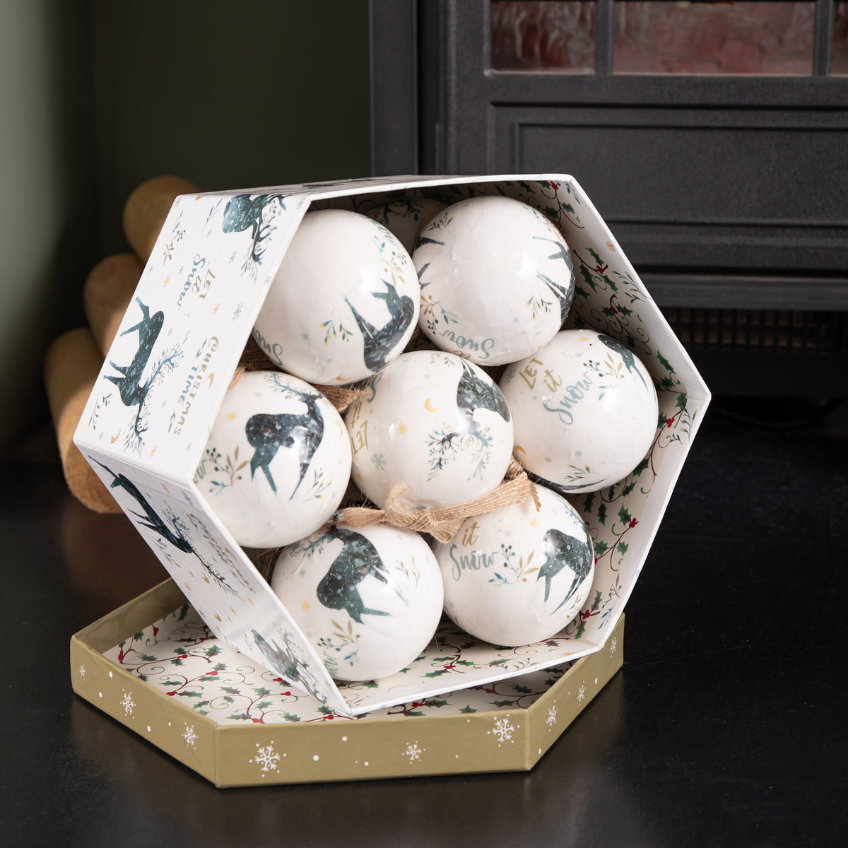 Set of 14 Traditional Vintage Christmas Stags Tree Baubles