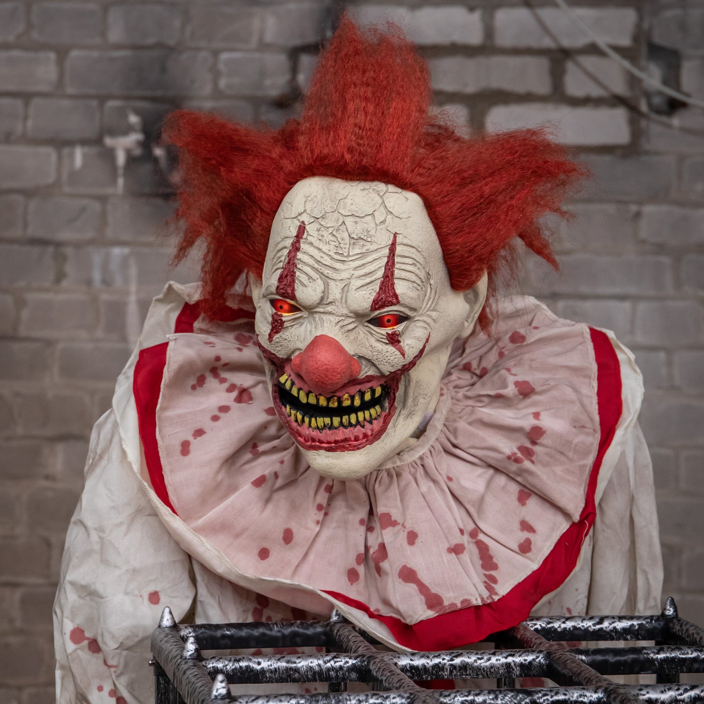 7ft Tall Giant Cagey The Clown with Girl Halloween Animatronic Decoration