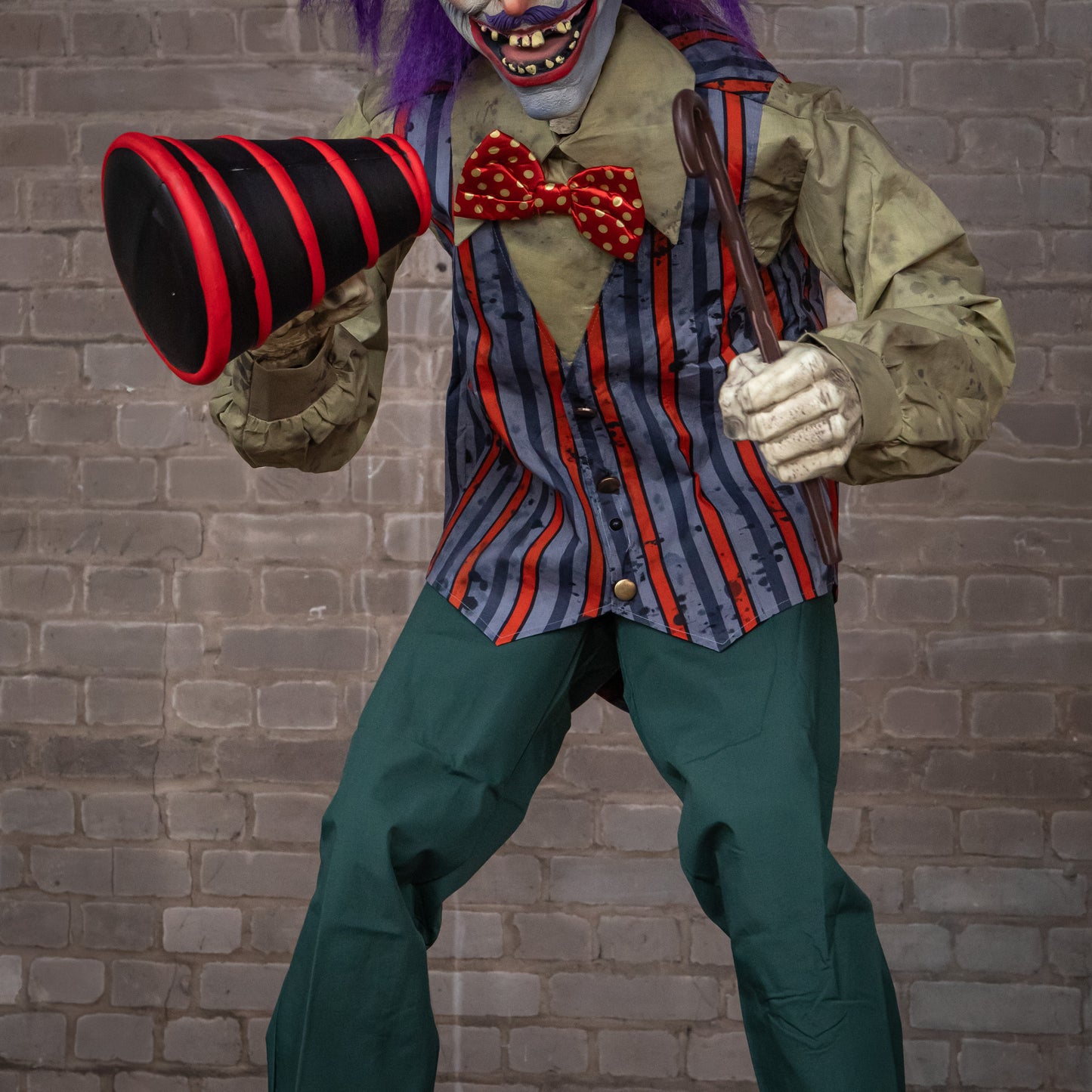 6ft (72 Inch) Tall Servo Carnival Barker Halloween Animatronic with Glowing Digi-Eyes