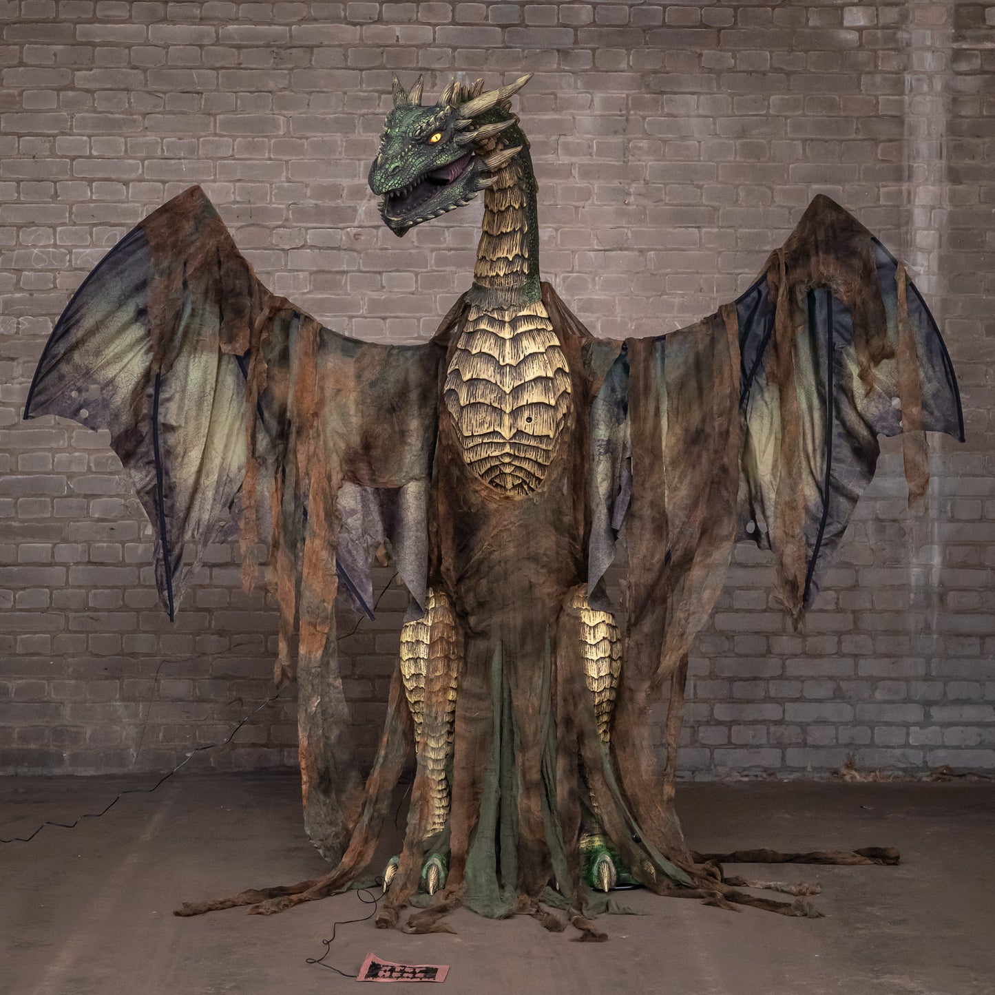 7ft Giant Sized Dark Forest Dragon Halloween Animatronic Decoration with LED Eyes