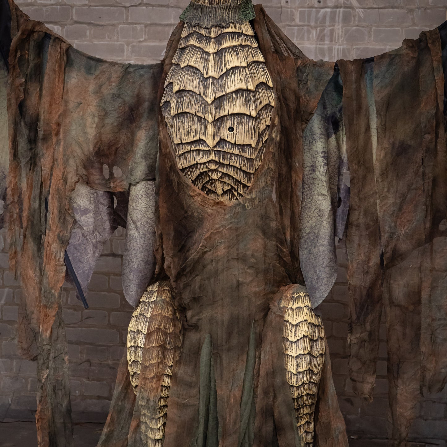7ft Giant Sized Dark Forest Dragon Halloween Animatronic Decoration with LED Eyes