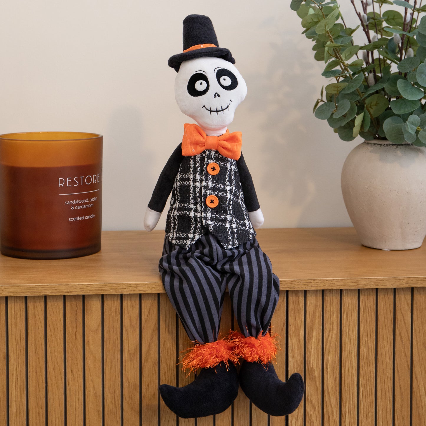 60cm Mr Bones Seated Halloween Decoration with Dangly Legs