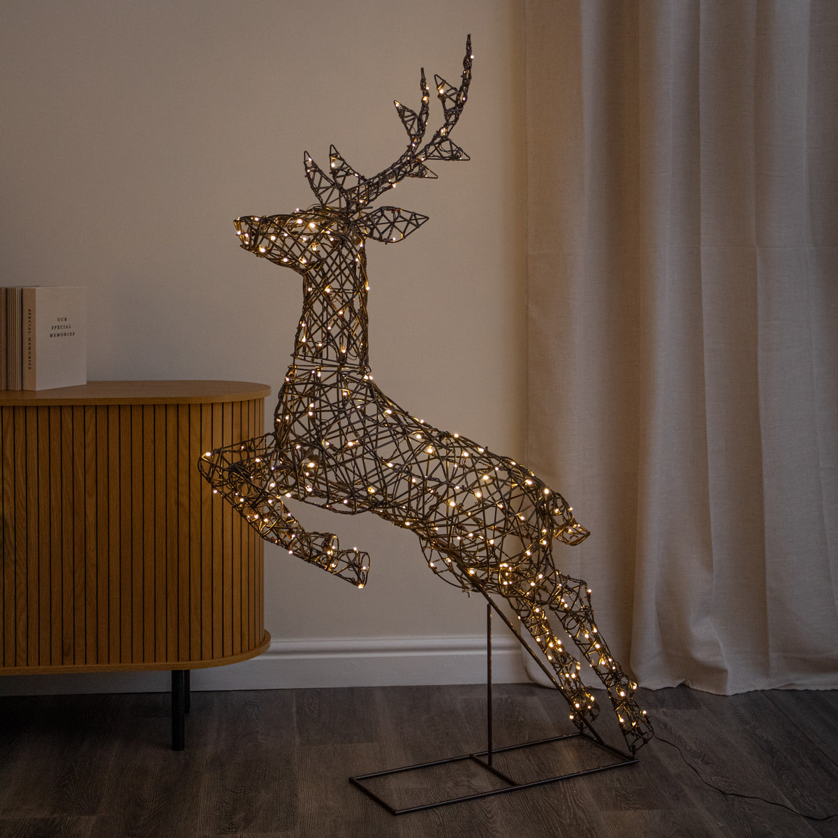 1.5m Light Up Prancing Stag Christmas Reindeer with 260 Warm White LEDs